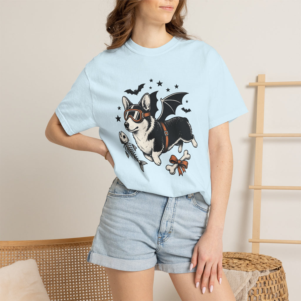 Corgi Bat Wings Shirt Halloween Animal Gift Women Neo Traditional Tee Pembroke Welsh Corgi T-Shirt Spooky Fan Tattoo Tshirt Creature Graphic