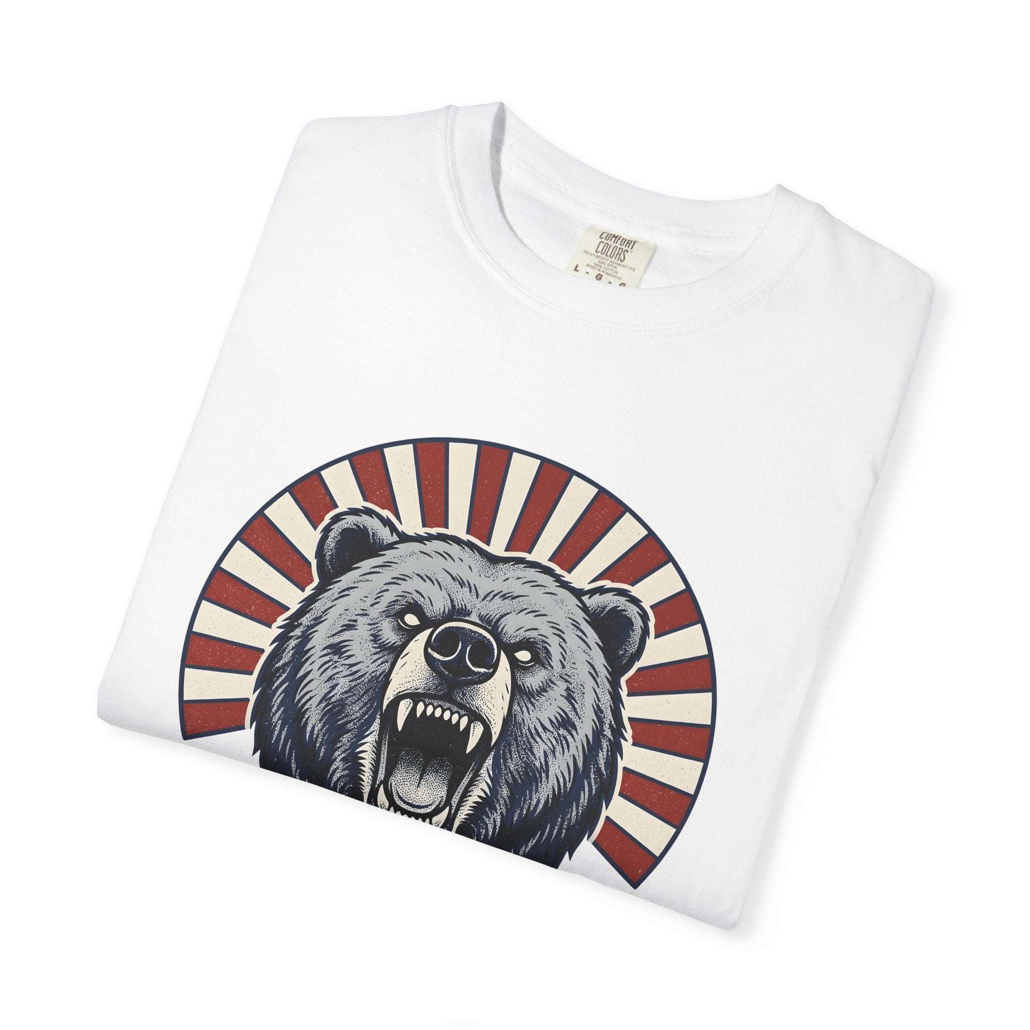 Bear Head Shirt America Patriotic Gift Women Bold Graphic Tee Bear T-Shirt American Fan Graphic Tshirt Star Graphic Vintage Sunburst Tshirt