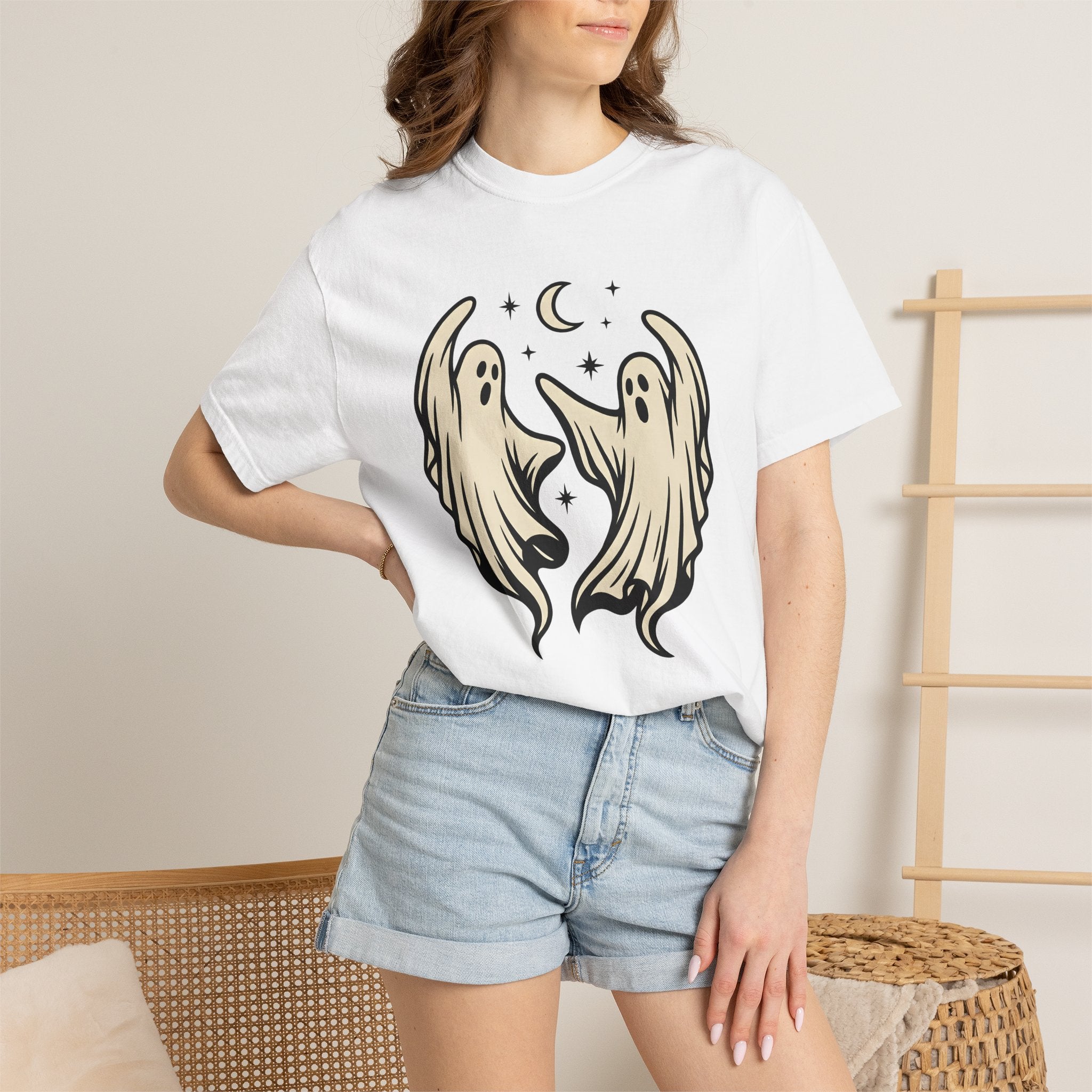 Ghost Dancers Shirt Halloween Scary Gift Women Hand Drawn Tee Specter T-Shirt Horror Fan Phantom Tshirt Fright Graphic Clean Full Moon