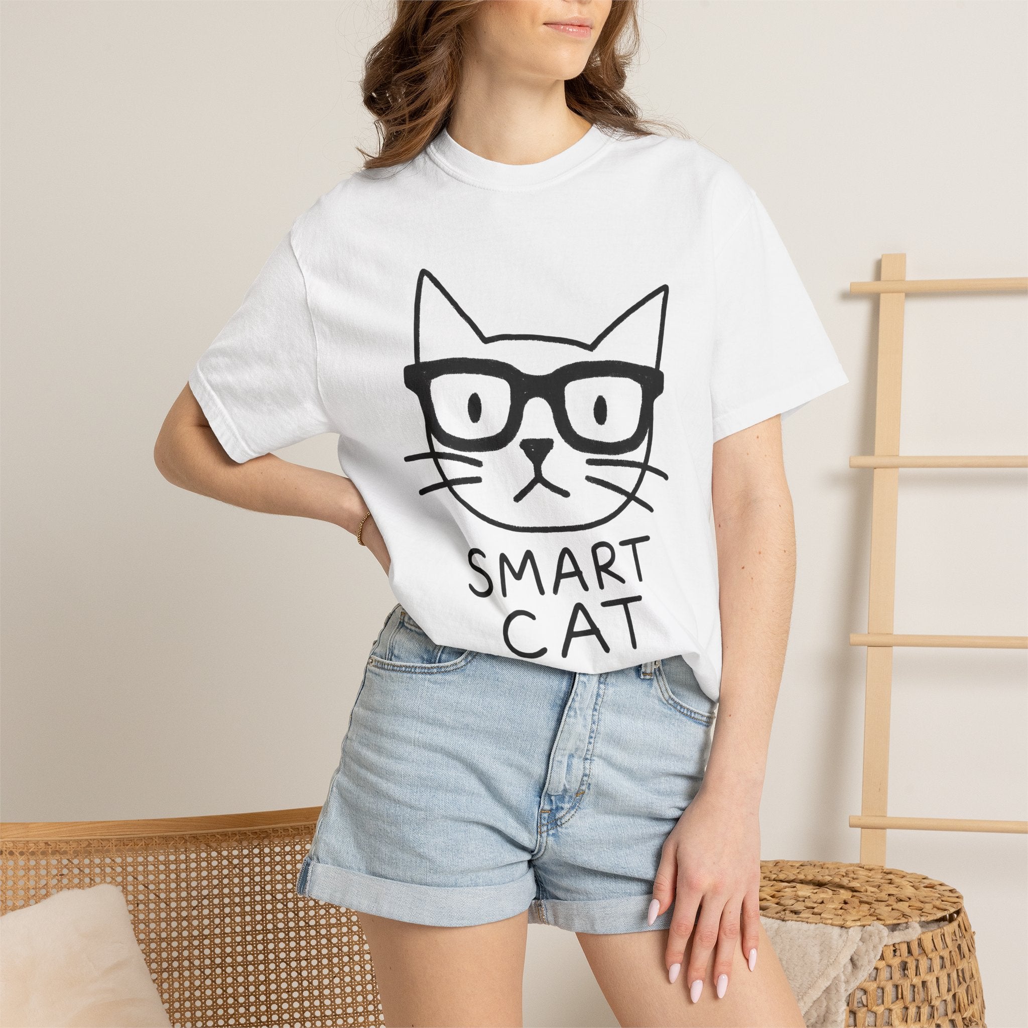 Feline Face Shirt Cat Joke Gift Women Cartoon Tee Cat T-Shirt Kitty Fan Cartoonish Tshirt Humor Graphic Clean Eyeglasses Tshirt