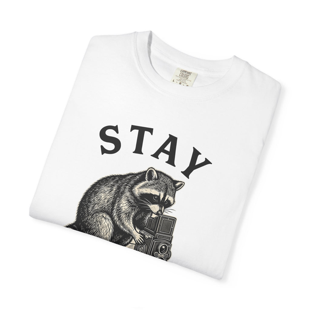 Raccoon Photo Camera Shirt Animals Photos Gift Women Engraving Tee Camera Trap T-Shirt Wildlife Fan Etching Tshirt Photography Graphic Retro