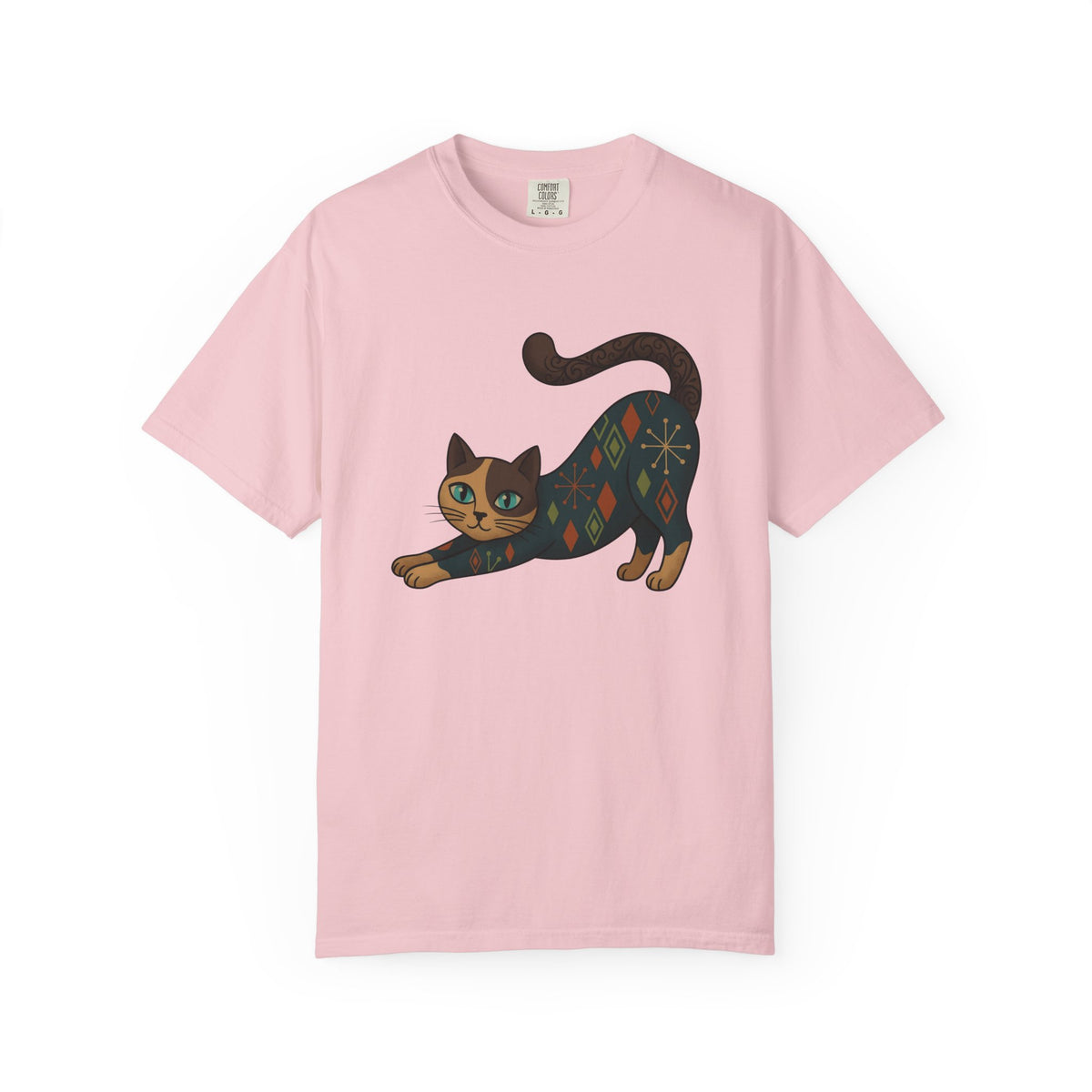 Stretching Cat Shirt Cat Animal Unisex Gift Mid Century Tee Kitten T-Shirt Cat
