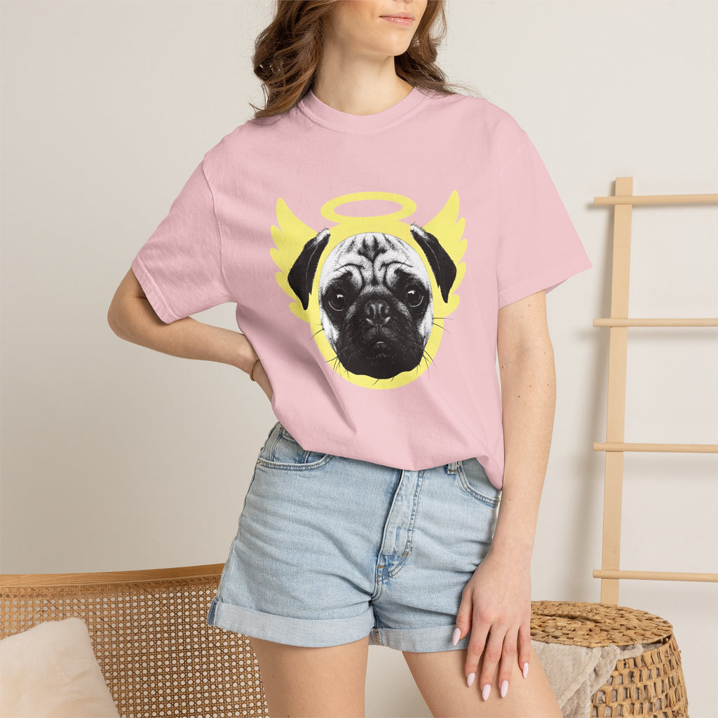 Pug Angel Shirt Dog Animal Gift Women Hand Drawn Tee Pug T-Shirt Dog Fan Illustrated Graphic Retro Halo Tshirt