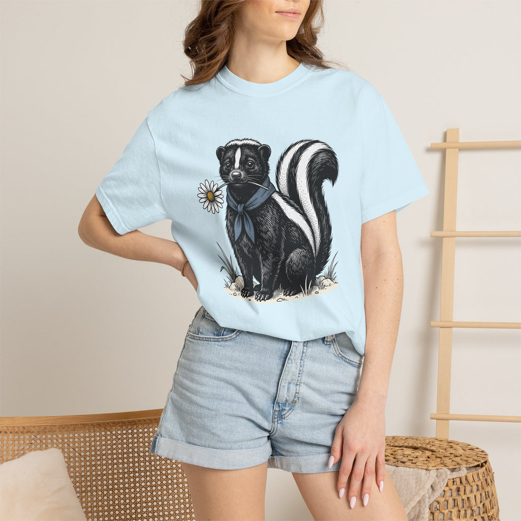 Skunk Neckerchief Shirt Cowgirl Pets Gift Women Sketch Tee Bandana T-Shirt Rodeo Fan Illustrated Tshirt Animal Graphic Hand Drawn Blossom