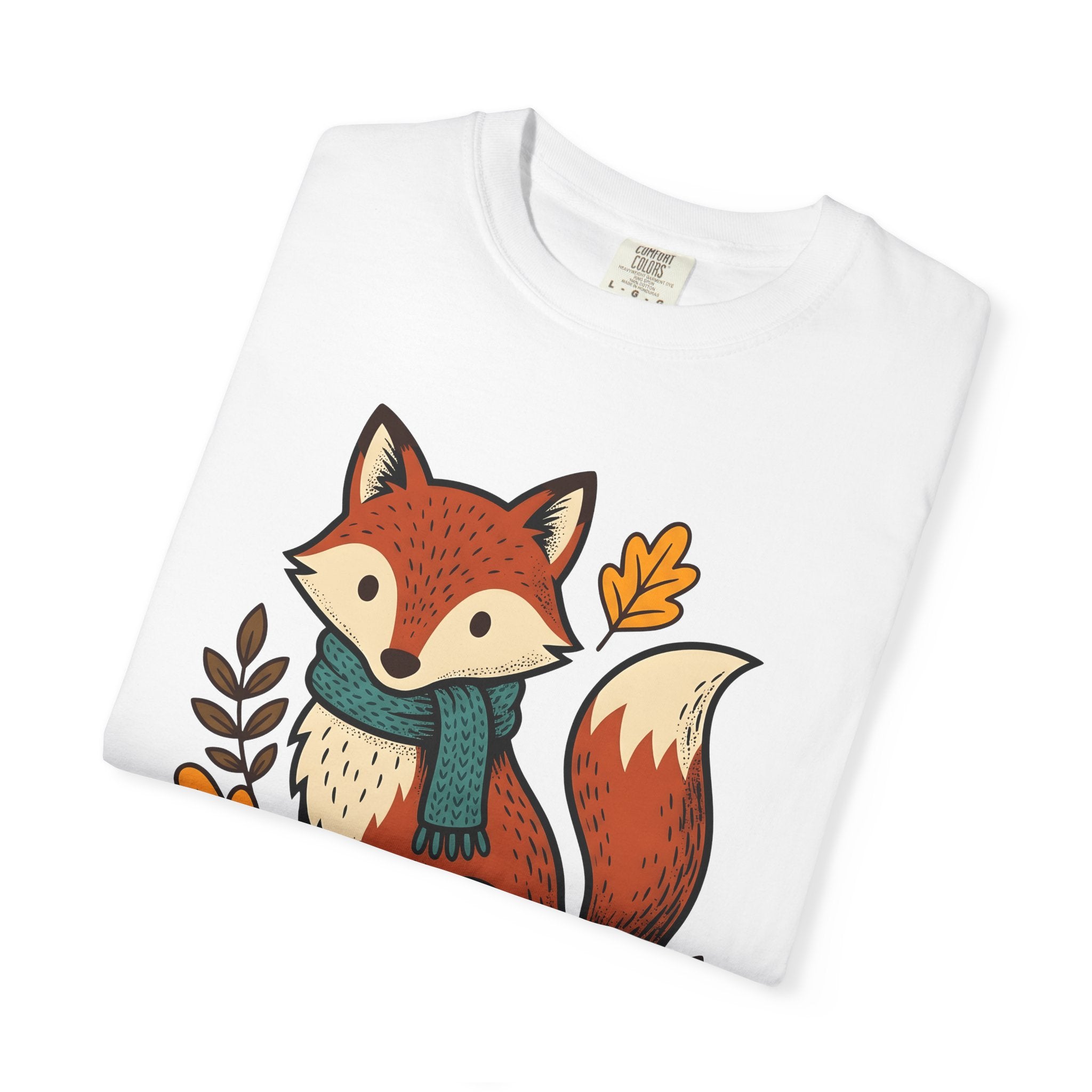 Fox Shirt Autumn Fauna Gift Women Adorable Tee Vixen T-Shirt Fall Fan Cute Tshirt Wildlife Graphic Doodle Maple Leaves Tshirt