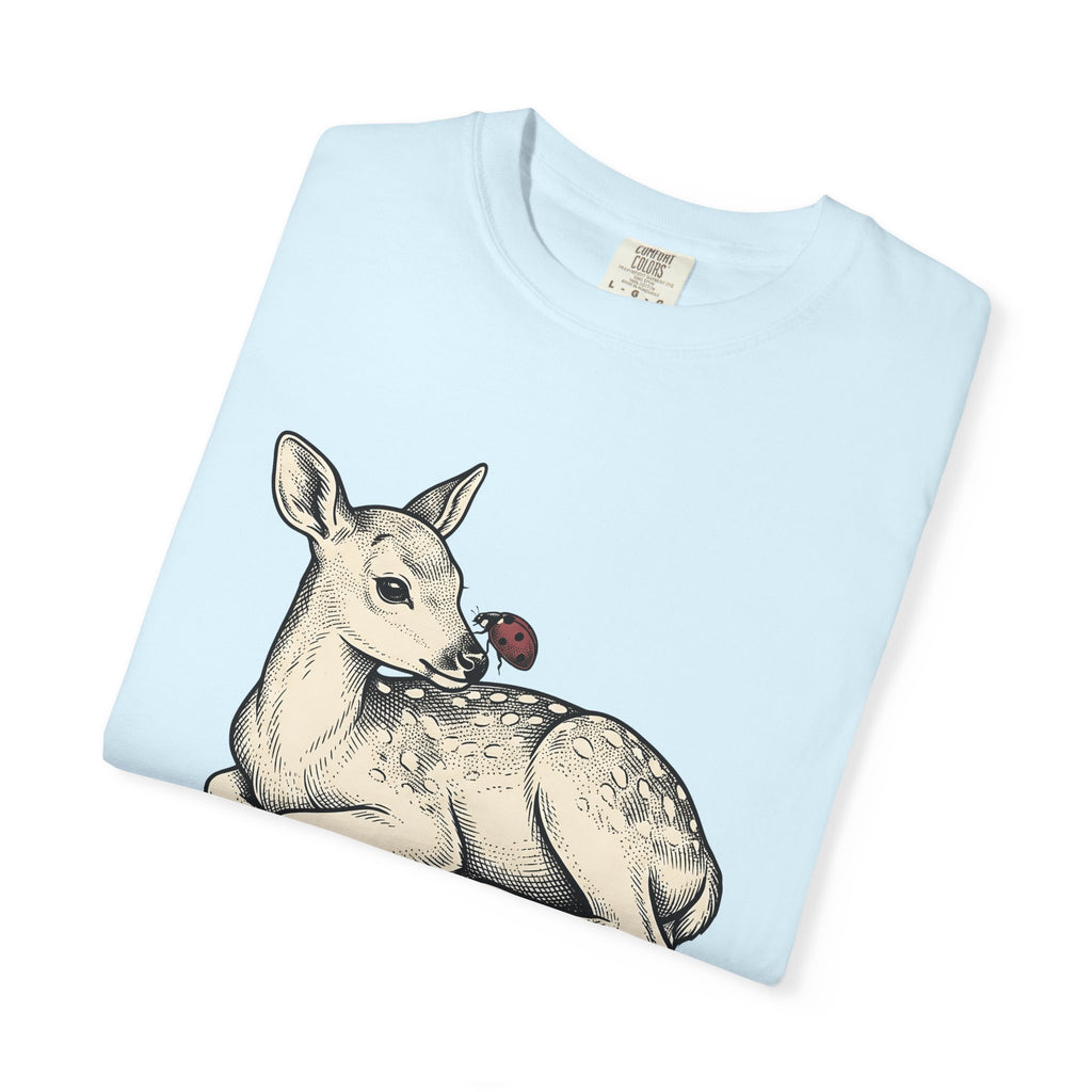 Fawn Graphic Shirt Animals Nature Gift Women Hand Drawn Tee Deer T-Shirt Wildlife Fan Illustrated Tshirt Environmental Graphic Vintage