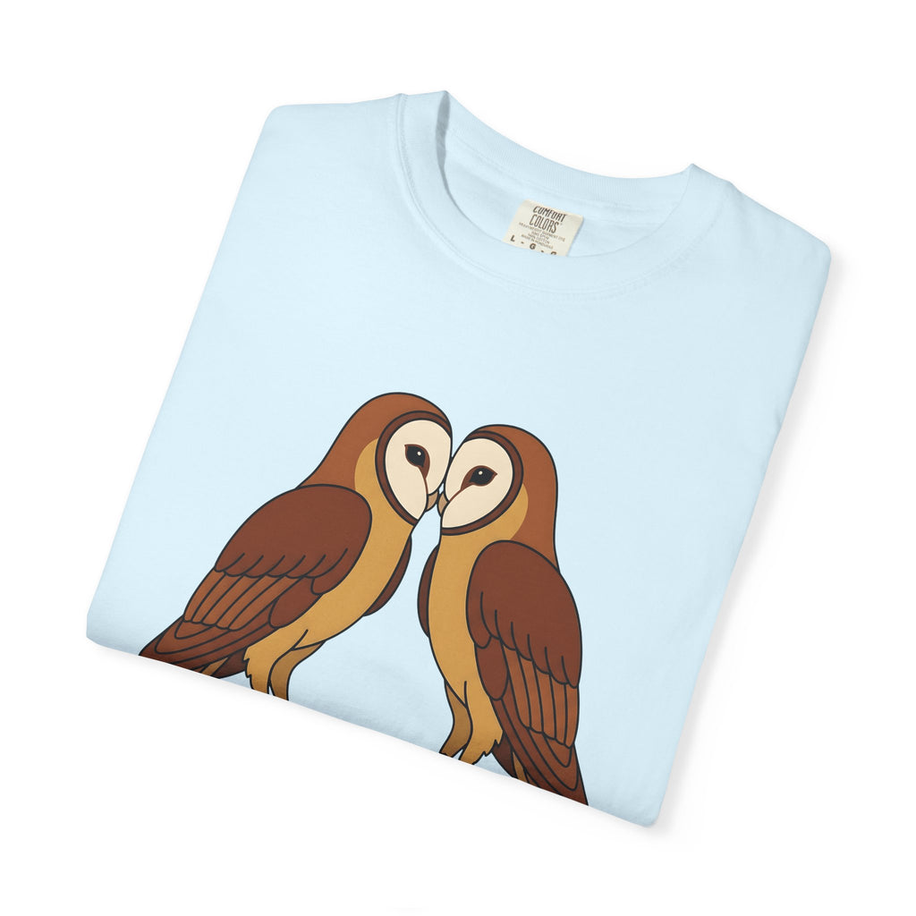 Barn Owl Pair Shirt Valentines Day Animal Gift Women Cartoon Tee Owl T-Shirt Valentine Fan Cute Tshirt Wildlife Graphic Minimalist