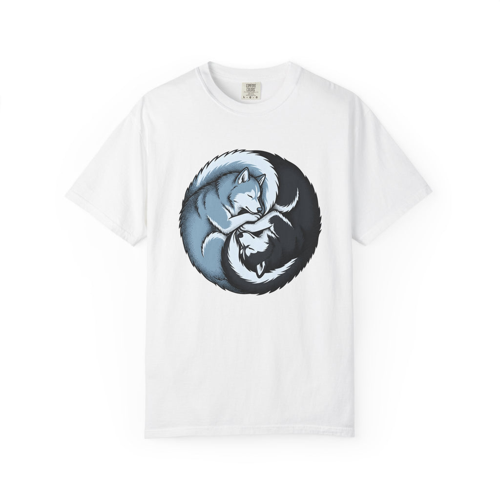 Husky Dogs Shirt Dog Fauna Gift Women Line Art Tee Siberian Husky T-Shirt Dog Fan Wildlife Graphic Design Illustration Graphic Yin Yang