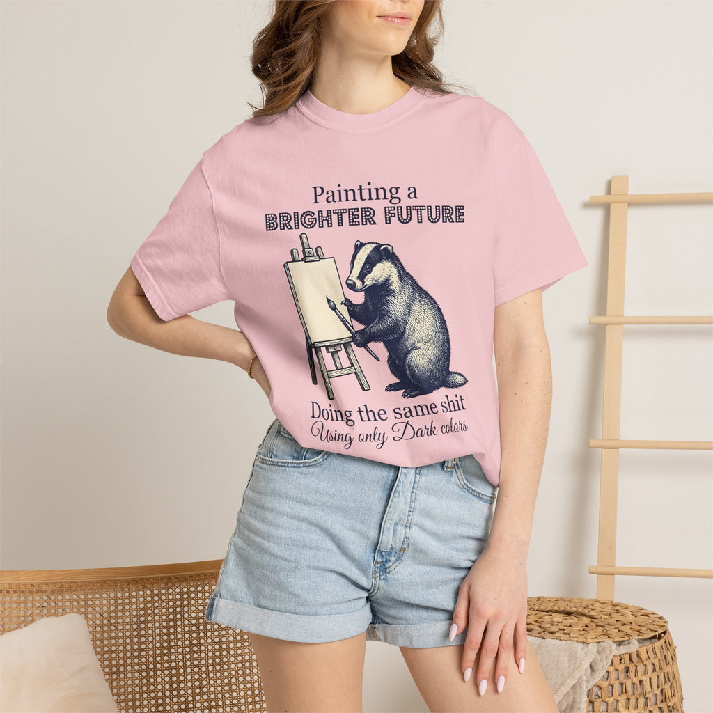Badger Painting Shirt Animal Humor Gift Women Vintage Tee Badger T-Shirt Animal Fan Retro Tshirt Funny Graphic Hand Drawn Easel Tshirt