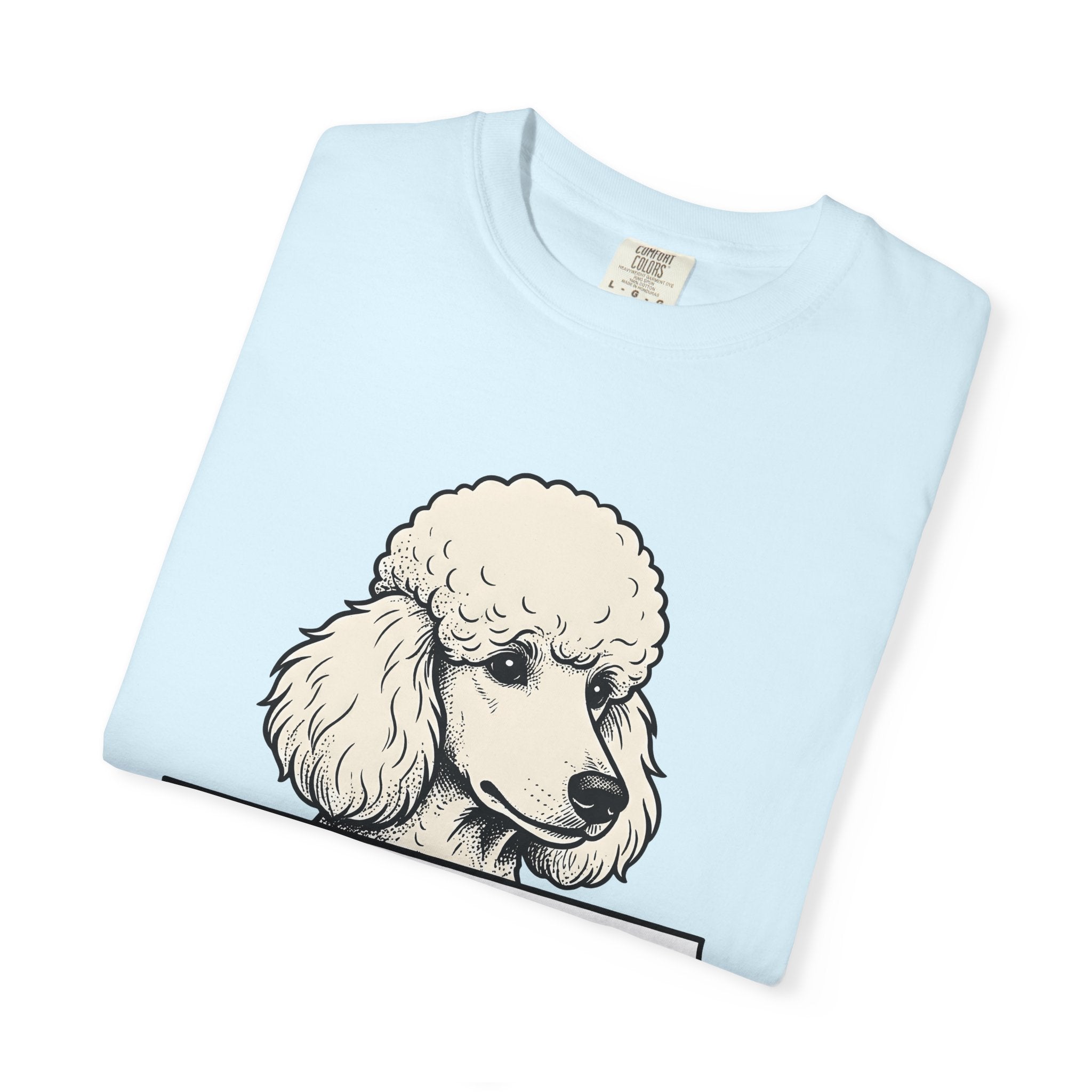 Poodle Puppy Shirt Dog Joke Gift Women Sketch Tee Puppy T-Shirt Dog Fan Canine Tshirt Funny Graphic Line Art Ribbon Tshirt