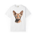 Sphynx Feline Shirt Cat Animal Gift Women Hand Painted Tee Cat T-Shirt Pet Fan Painted Tshirt Wildlife Graphic Lifelike Sapphire Eyes Tshirt