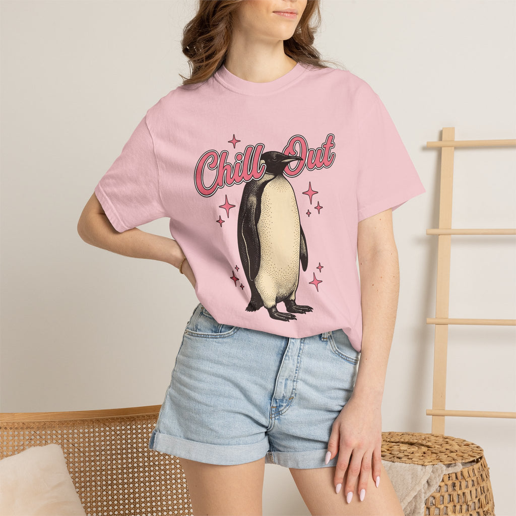 Penguin Graphic Shirt Christmas Animal Gift Women Vintage Tee Pinguin T-Shirt Xmas Fan Distressed Tshirt Wildlife Graphic Retro Stars Tshirt