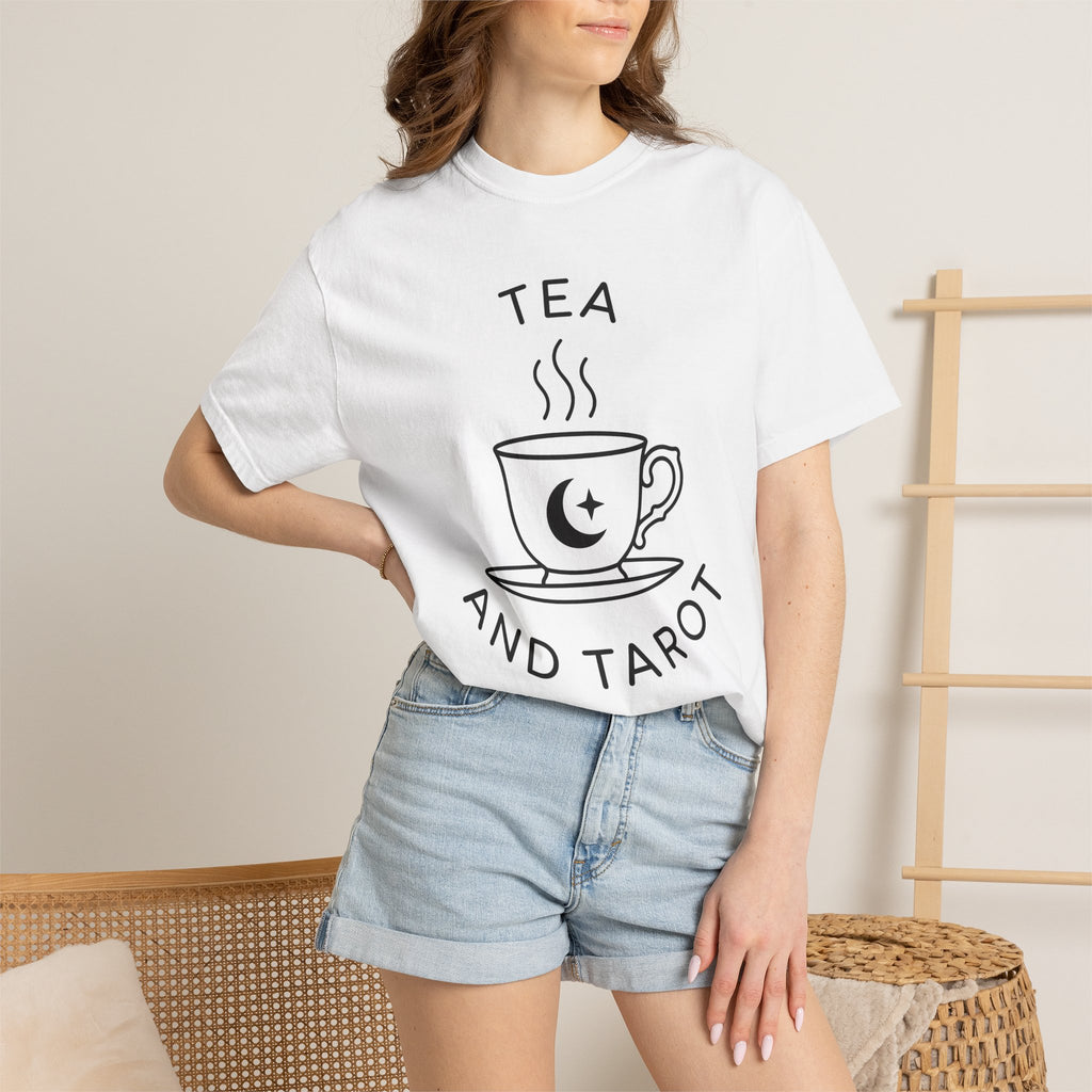 Tea Cup Shirt Tea Witchcraft Gift Women Minimalist Tee Mug T-Shirt Tea Enthusiast Simple Tshirt Occult Graphic Vintage Crescent Moon Tshirt