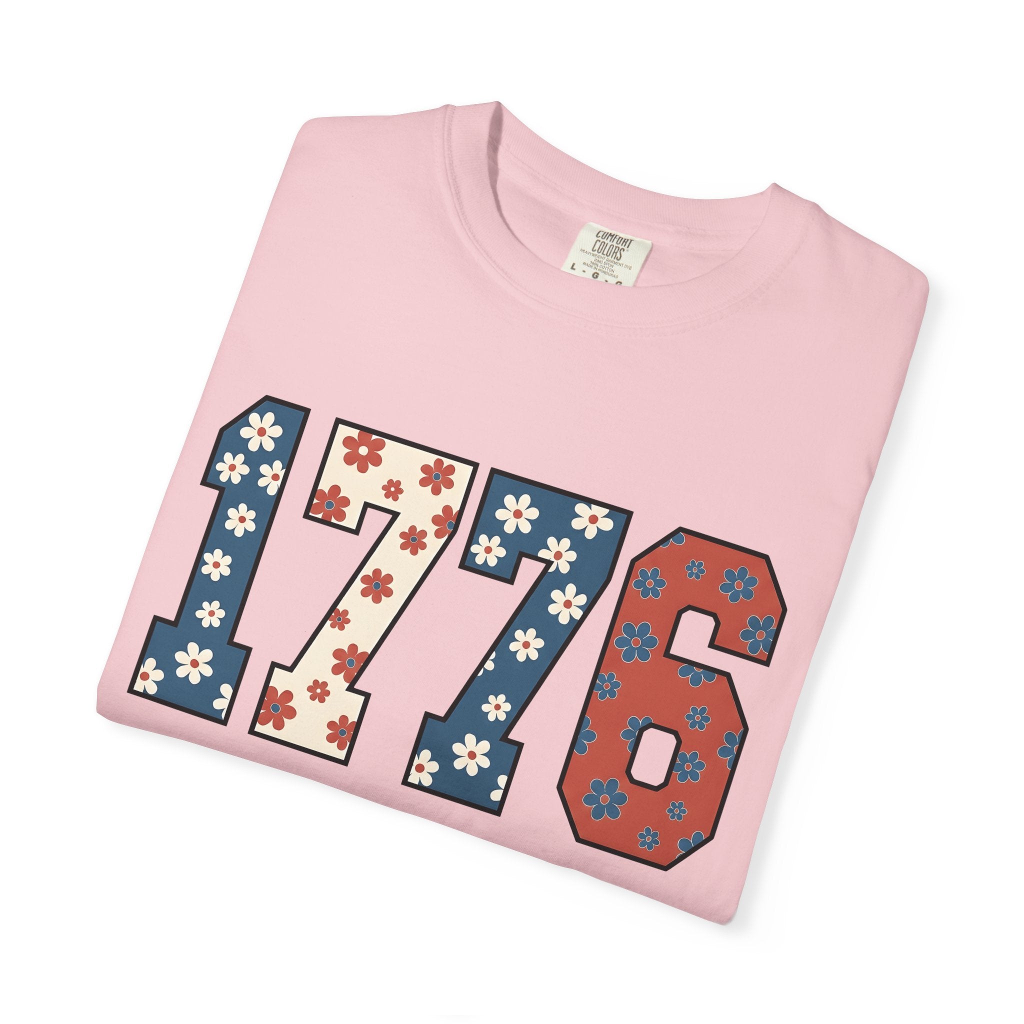 Flag Numbers Shirt America Beachwear Gift Women Botanical Tee Number Flags T-Shirt Patriot Fan Floral Tshirt Coastal Graphic Vintage