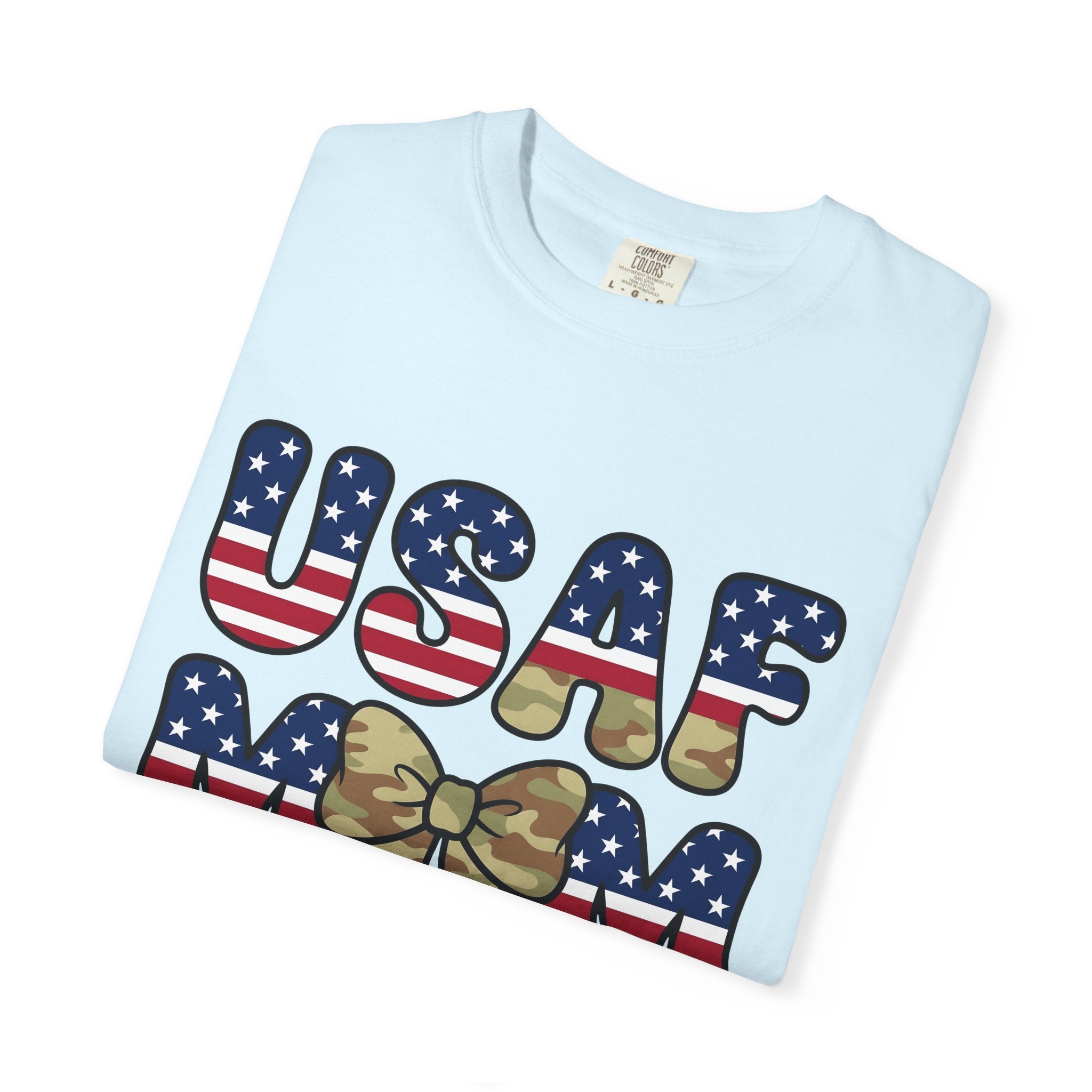 Camo Hair Bow Shirt Military Mom Freedom Gift Women Thick Tee Hair Bow T-Shirt Military Wife Fan Bold Tshirt Liberty Graphic Old School