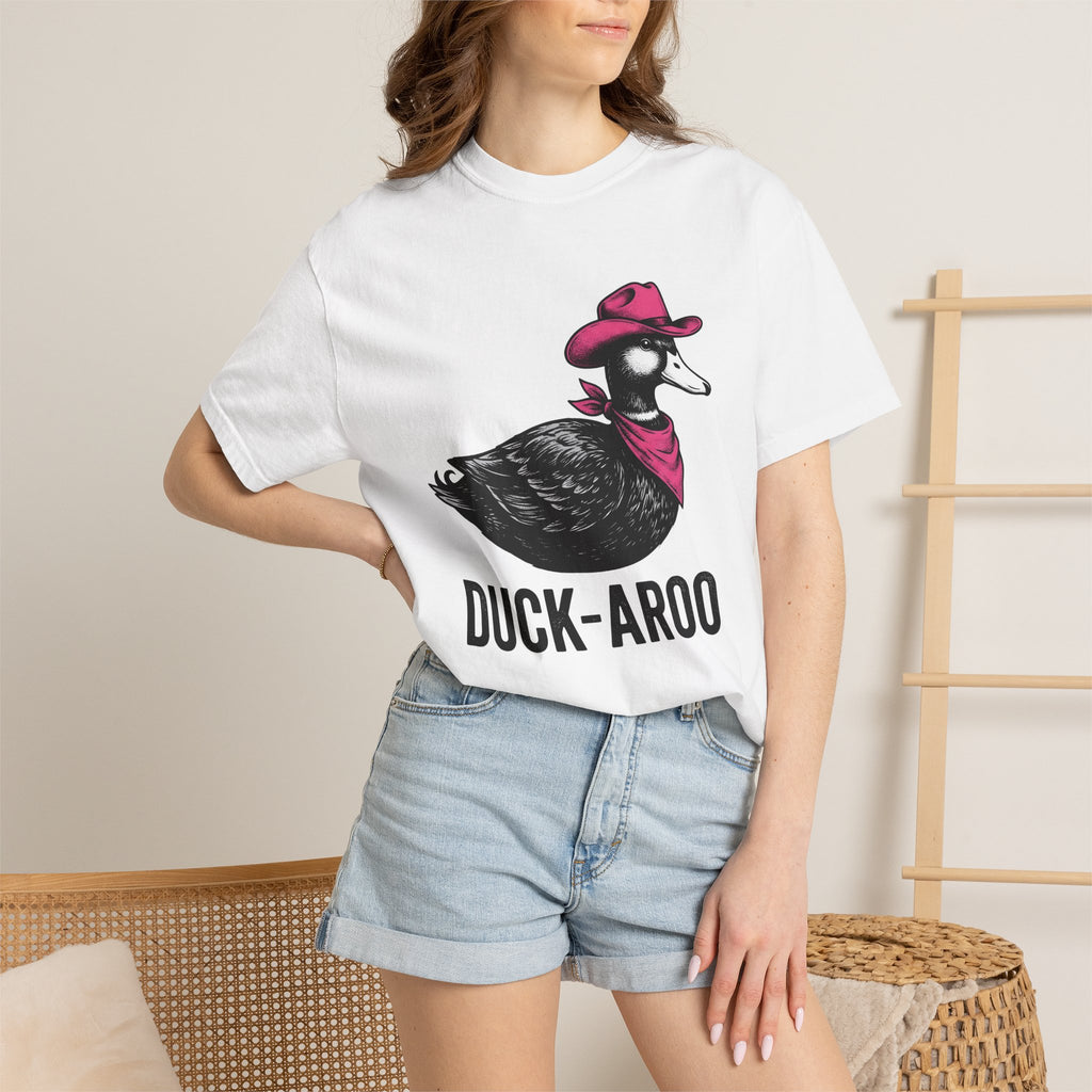 Duck Rancher Hat Shirt Cowgirl Critter Gift Women Aged Tee Rancher Hat T-Shirt Cowgirl Fan Distressed Tshirt Animal Graphic Cartoon Kerchief