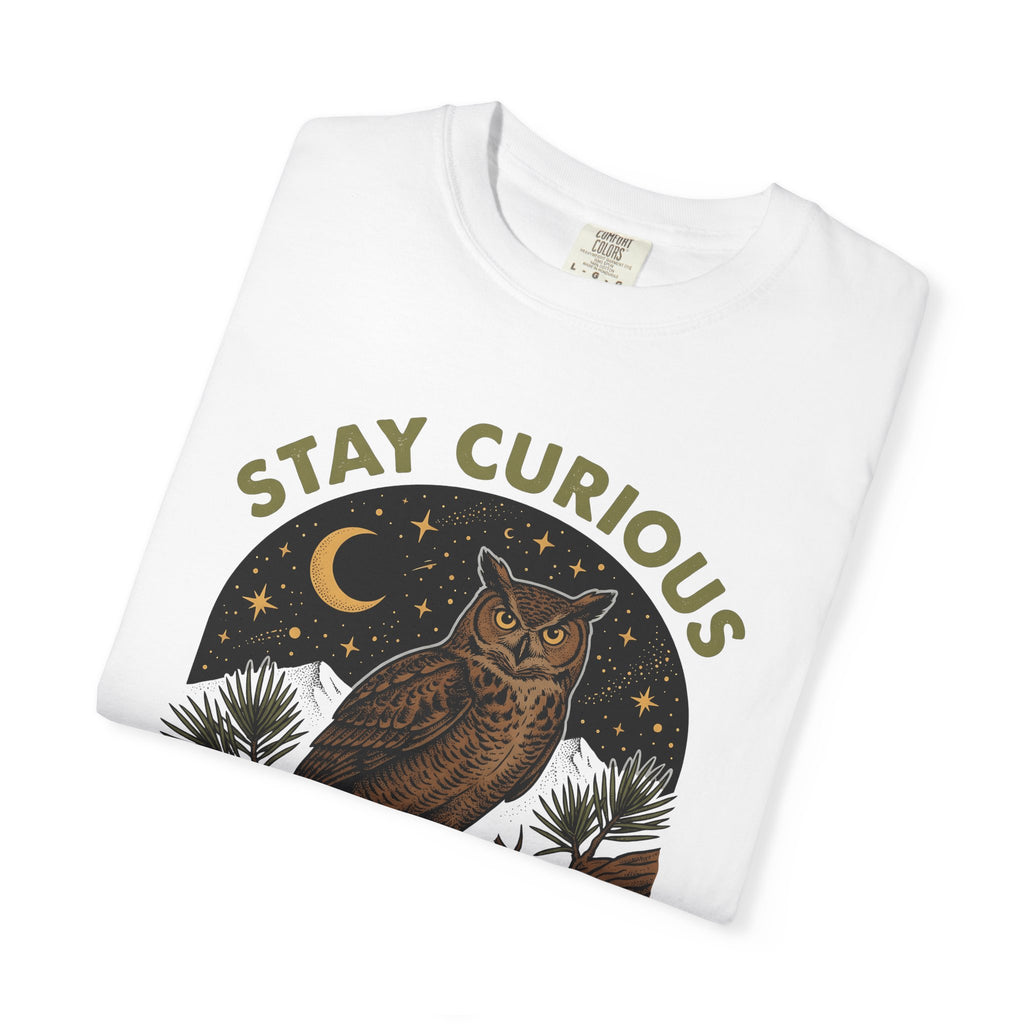 Owl Graphic Shirt Nature Woodland Gift Women Vintage Tee Hoot Owl T-Shirt Outdoors Enthusiast Retro Tshirt Forest Graphic Hand Drawn