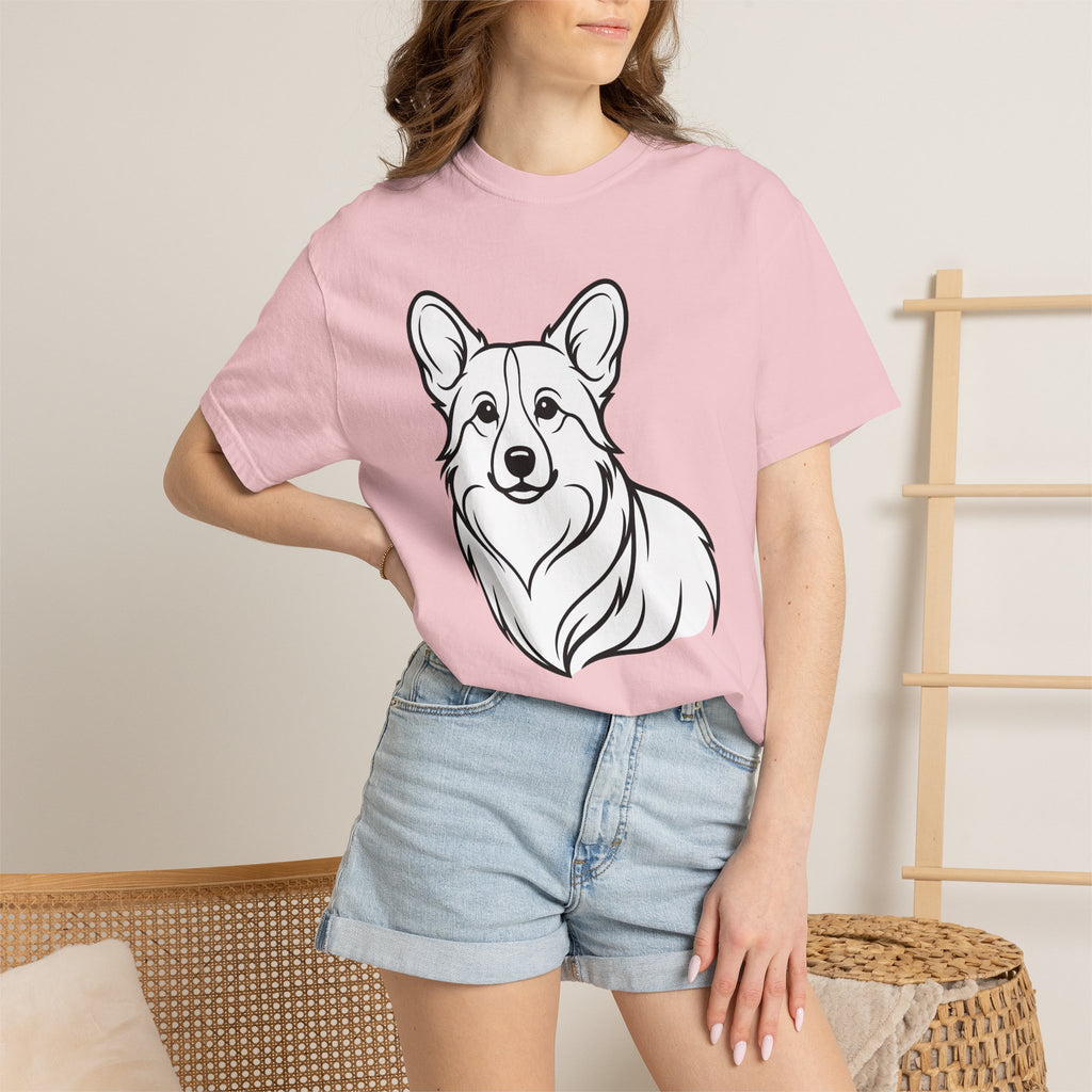 Corgi Dog Shirt Dog Fauna Gift Women Cartoon Tee Puppy T-Shirt Dog Fan Corgi Tshirt Wildlife Graphic Geometric Pet Animal Tshirt