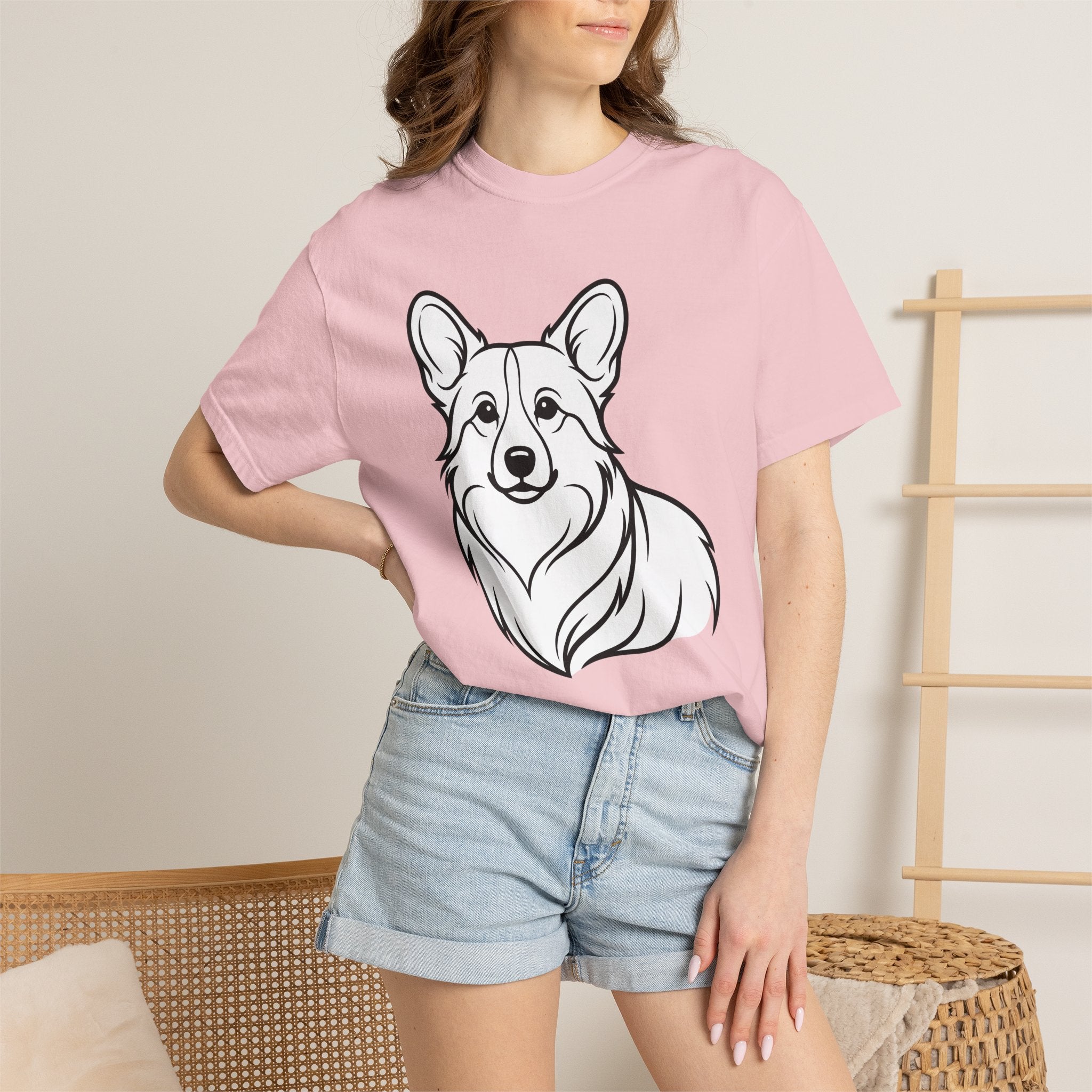 Corgi Dog Shirt Dog Fauna Gift Women Cartoon Tee Puppy T-Shirt Dog Fan Corgi Tshirt Wildlife Graphic Geometric Pet Animal Tshirt