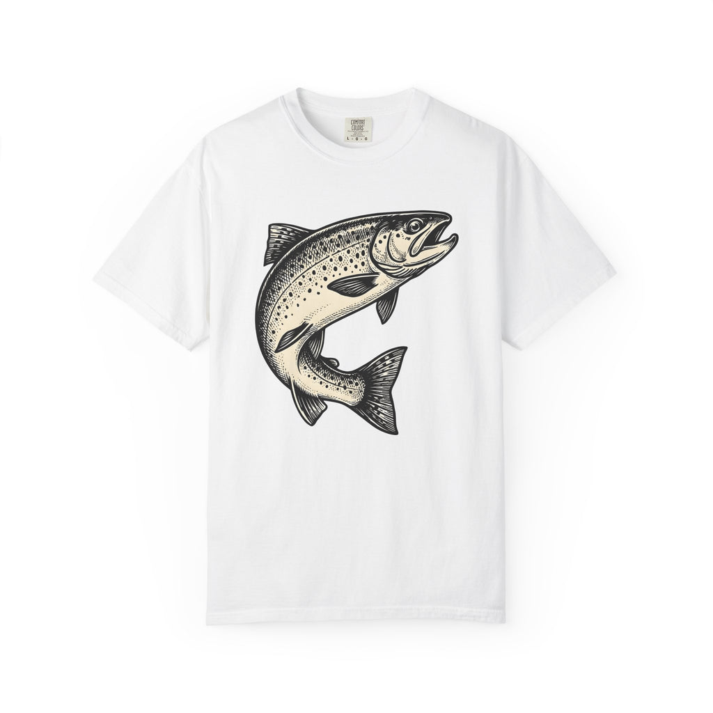 Brown Trout Shirt Fishing Nature Gift Women Old School Tee Trout T-Shirt Angler Fan Wildlife Graphic Tshirt Outline Speckles Tshirt