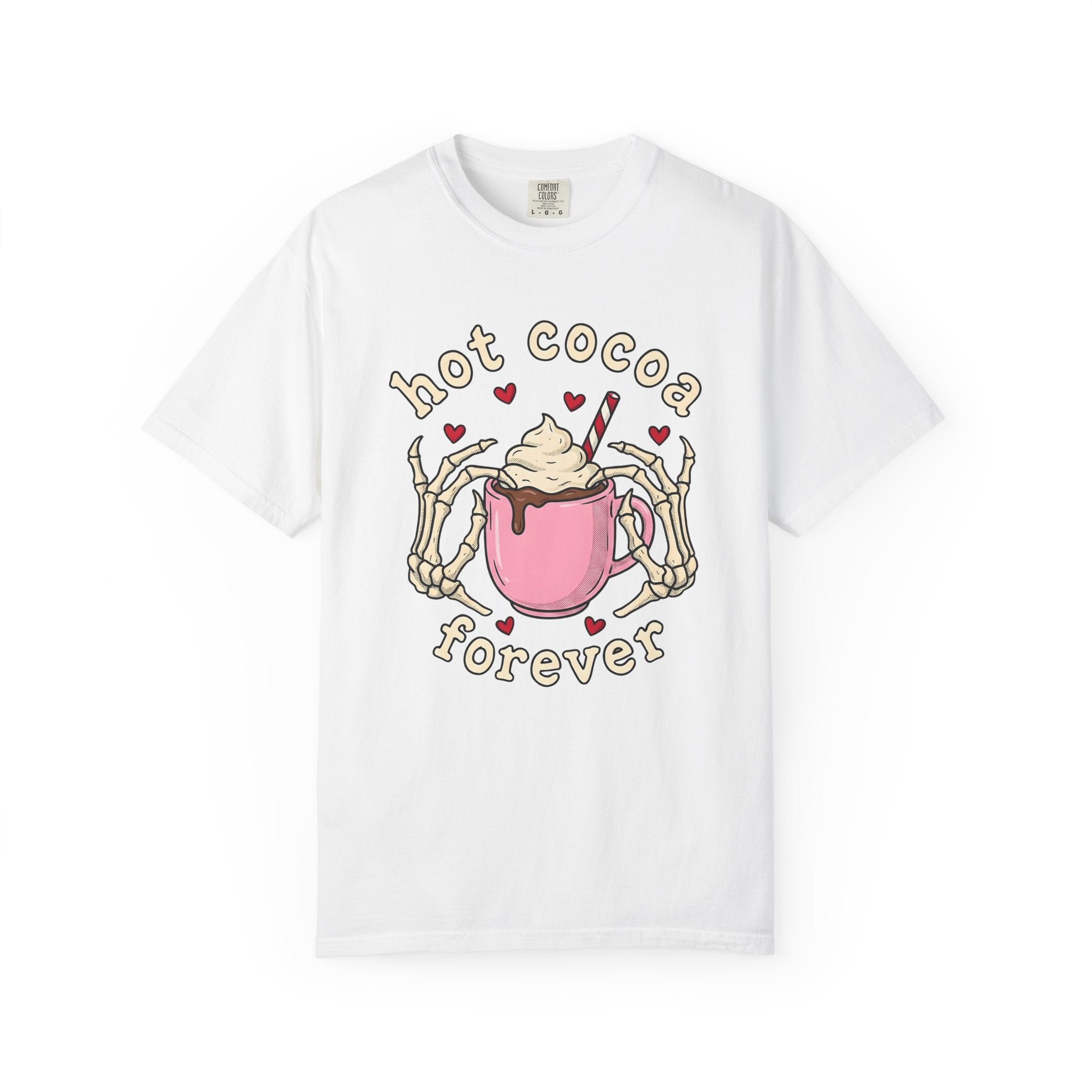 Chocolate Mug Shirt Desserts Macabre Gift Women Hand Drawn Tee Hot Chocolate T-Shirt Sweets Fan Illustrated Tshirt Dark Graphic Sketch Bone