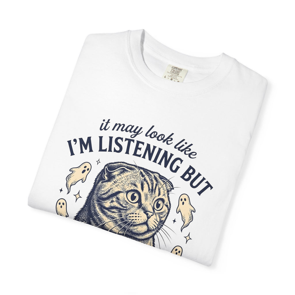Tabby Cat Shirt Cat Halloween Gift Women Vintage Tee Kitty T-Shirt Cat Fan Retro Tshirt Spooky Graphic Hand Drawn Ghost Tshirt