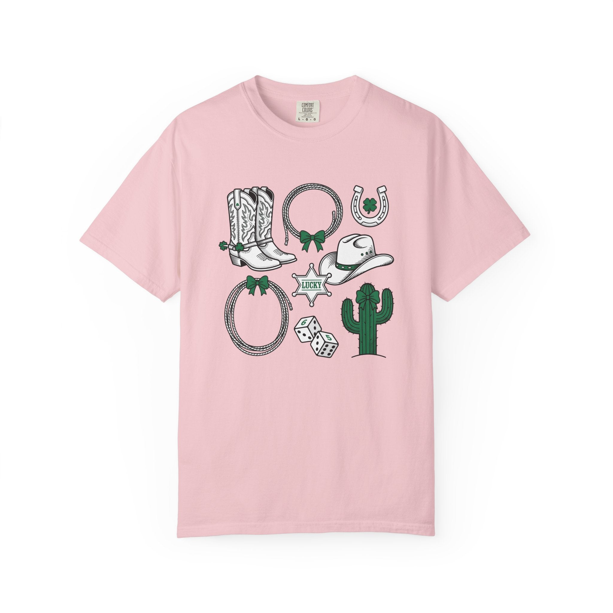 Cowboy Country Symbols Shirt St Patricks Day Rodeo Gift Women Retro Tee Western T-Shirt Shamrock Fan Vintage Tshirt Rodeo Graphic Sketch