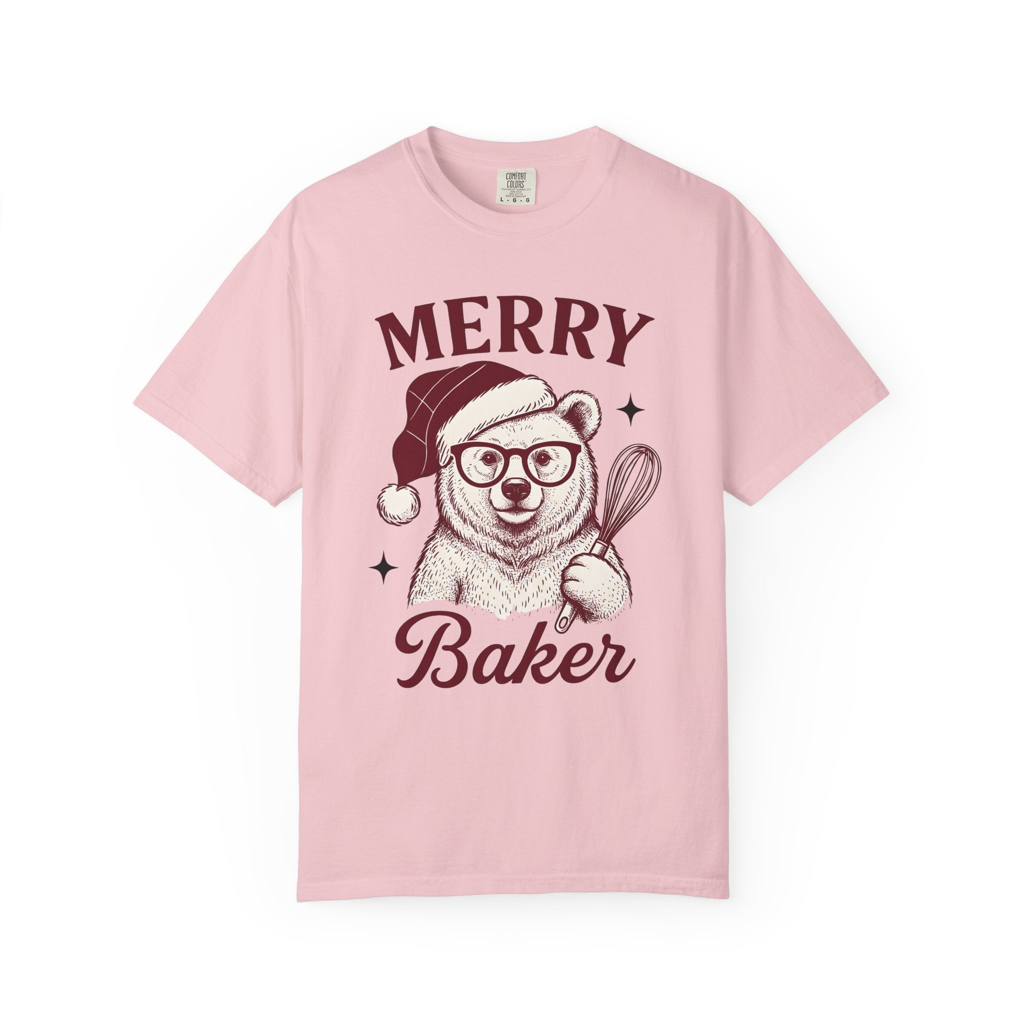 Bear Festive Hat Shirt Christmas Dessert Gift Women Doodle Tee Teddy T-Shirt Christmas Fan Cartoon Tshirt Sweets Graphic Minimalist Spoon
