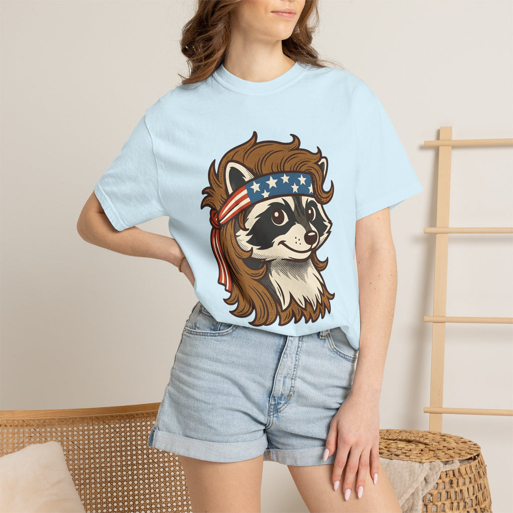 Raccoon Head Wrap Shirt America 4Th Of July Creature Gift Women Hand Drawn Tee Headband T-Shirt Patriot Fan Illustrated Tshirt Animal