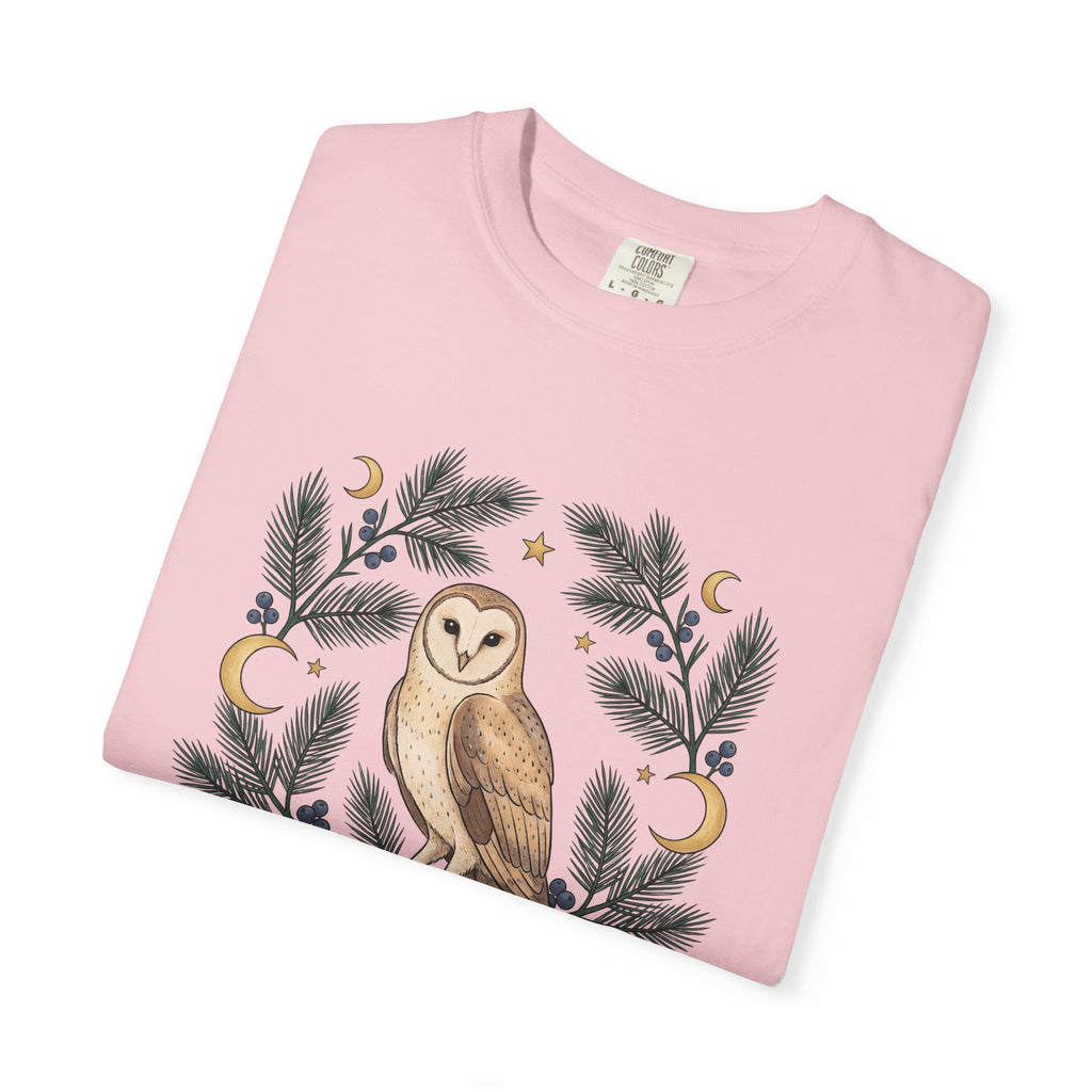 Desert Owl Shirt Animals Plants Gift Women Sketch Tee Owl T-Shirt Wildlife Fan Drawing Design Rustic Cedar Branch Tshirt