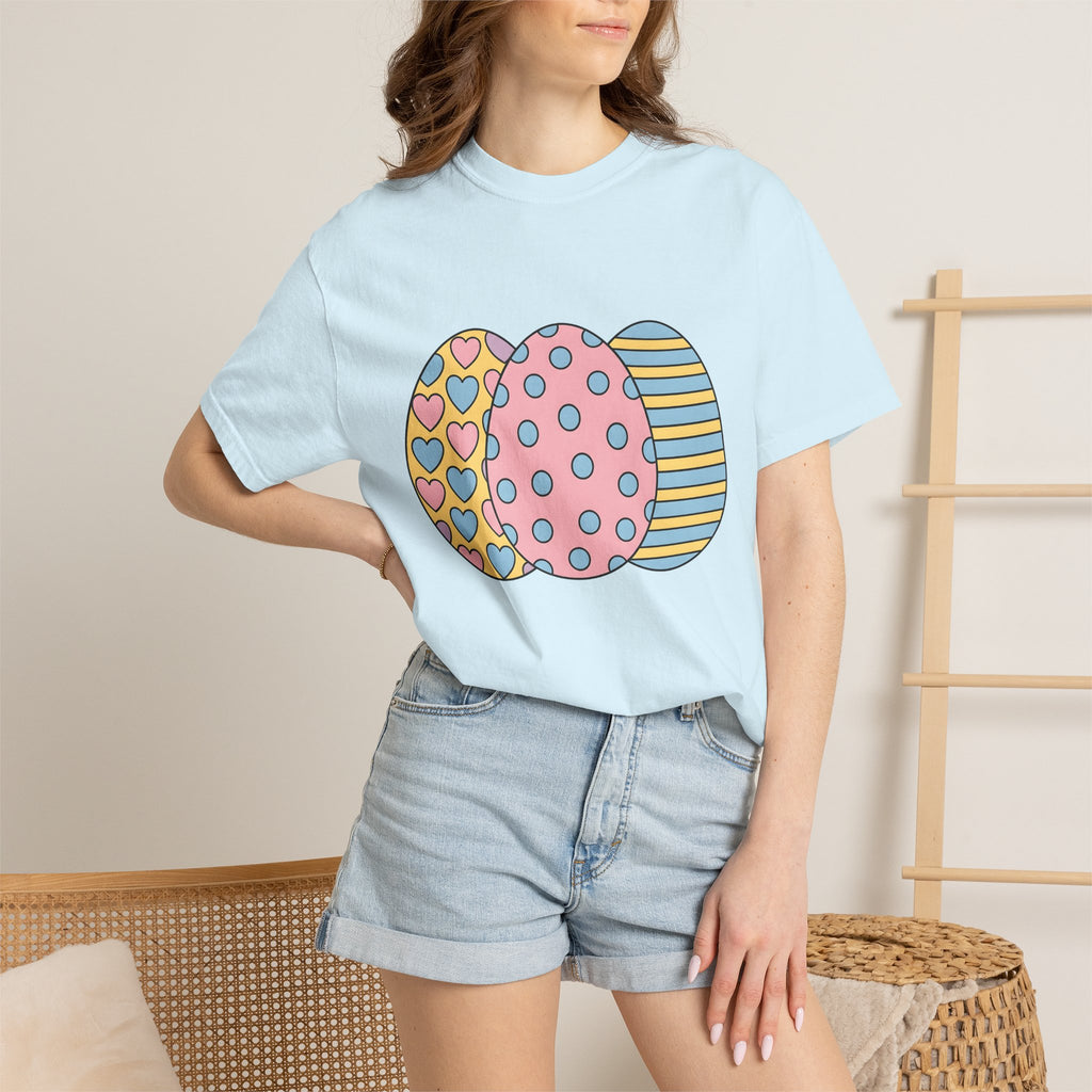 Easter Eggs Shirt Easter Holiday Gift Women Cute Tee Egg T-Shirt Easter Fan Egg Tshirt Holiday Graphic Pastel Hearts Tshirt