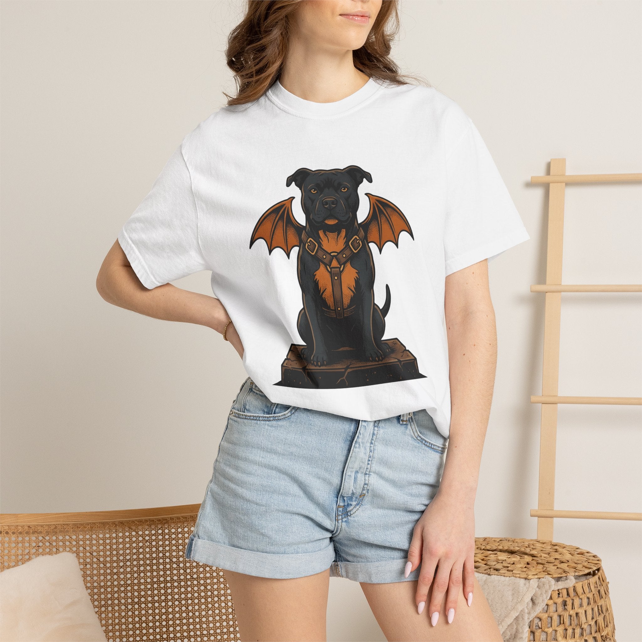 Pitbull Bat Wings Shirt Halloween Puppy Gift Women Sketch Tee Bully T-Shirt Horror Fan Pitbull Drawing Old School Belt Tshirt