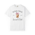 Iced Chai Cup Shirt Coffee Tea Gift Women Hand Drawn Tee Chai Mug T-Shirt Coffee Fan Tea Cup Graphic Illustration Vintage Pink Bow Tshirt
