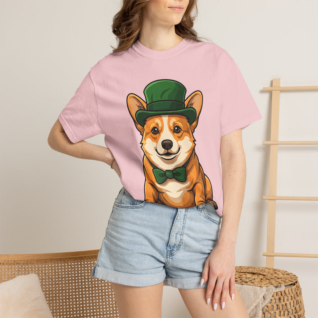 Corgi Pet Shirt St Patricks Day Animal Gift Women Illustration Tee Dog T-Shirt Shamrock Fan Cartoon Tshirt Pet Graphic Hand Drawn Fedora