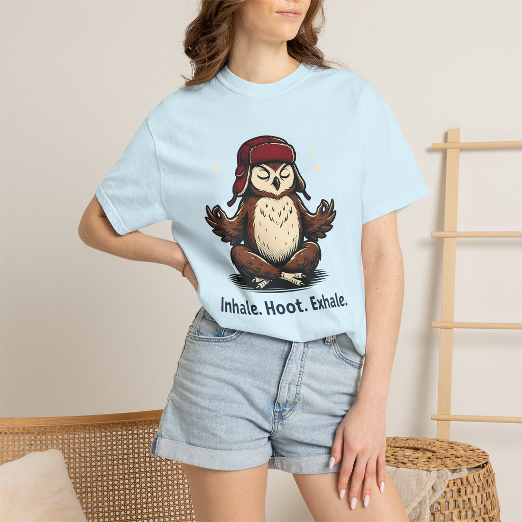 Zen Owl Shirt Yoga Relaxation Gift Women Hand Drawn Tee Owl T-Shirt Yoga Enthusiast Hoot Illustration Chill Graphic Sketch Beanie Tshirt