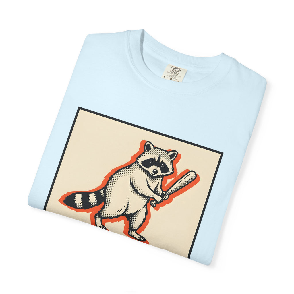 Raccoon Bat Shirt Funny Pets Gift Women Line Art Tee Masked T-Shirt Humor Fan Drawing Graphic Hand Drawn Orange Frame Tshirt