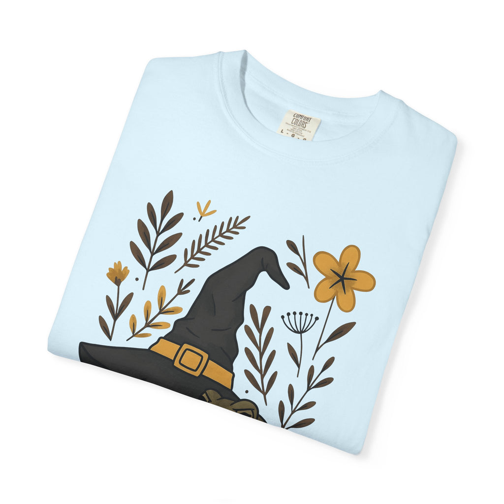 Toad Witch Hat Shirt Halloween Witch Gift Women Bohemian Tee Witch Hat T-Shirt Horror Fan Occult Graphic Tshirt Sketch Flower Tshirt