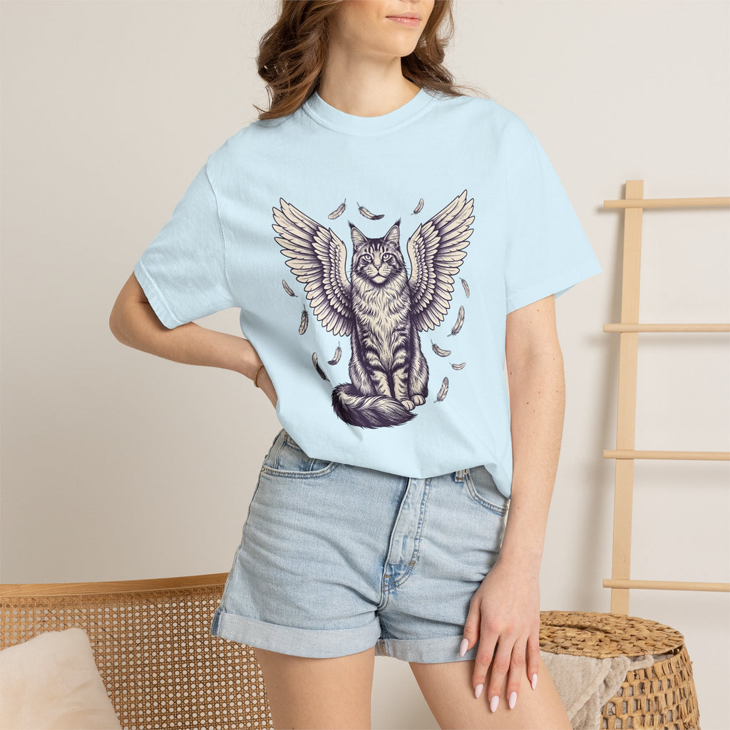 Guardian Cat Shirt Cat Magical Gift Women Cartoon Tee Kitty T-Shirt Feline Fan Comic Tshirt Mystical Graphic Distressed Quills Tshirt