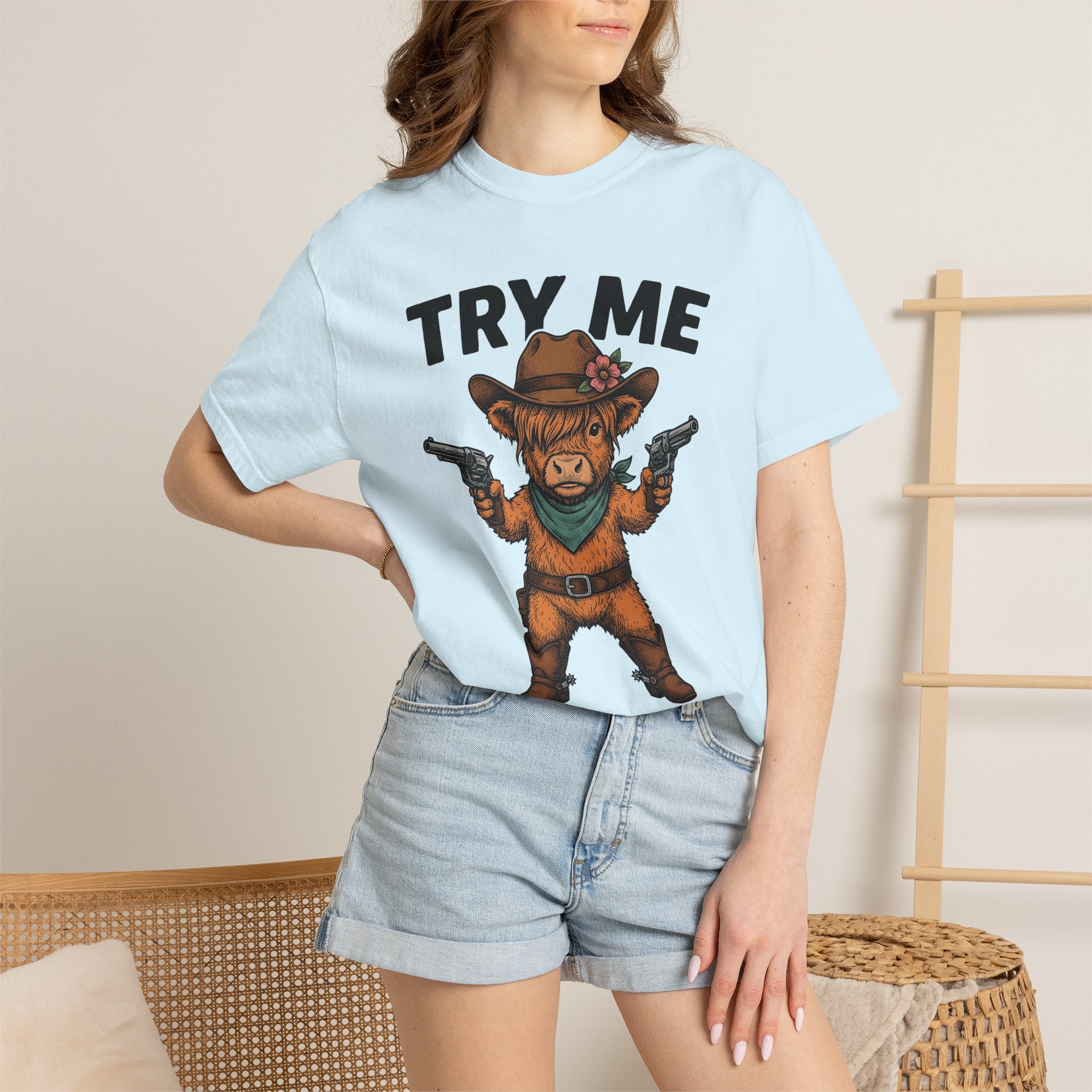 Highland Cow Shirt Cowgirl Western Gift Women Cartoon Tee Heifer T-Shirt Rodeo Fan Country Tshirt Cowboy Graphic Vintage Cowboy Hat Tshirt