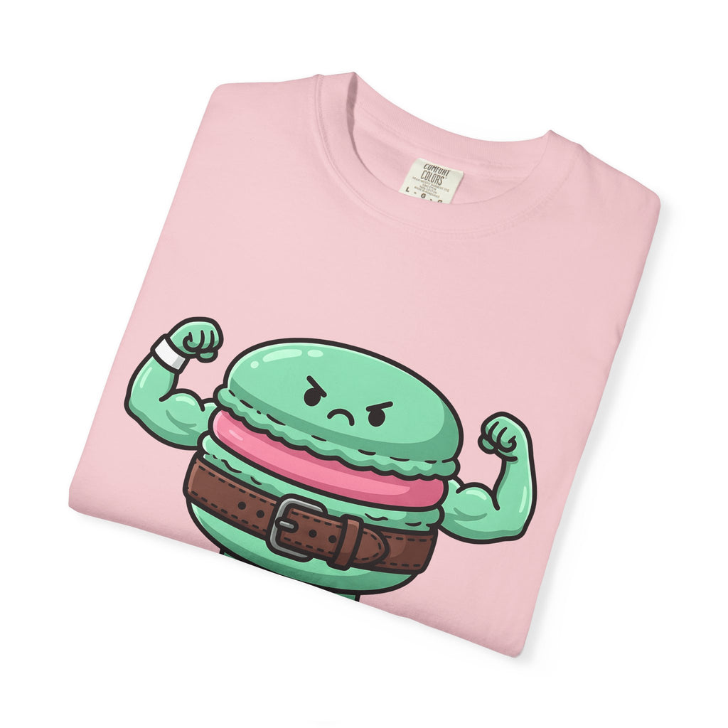Buff Macaron Shirt Desserts Exercise Gift Women Charming Tee Macaroon T-Shirt Pastry Fan French Macaron Tshirt Fitness Graphic Animated