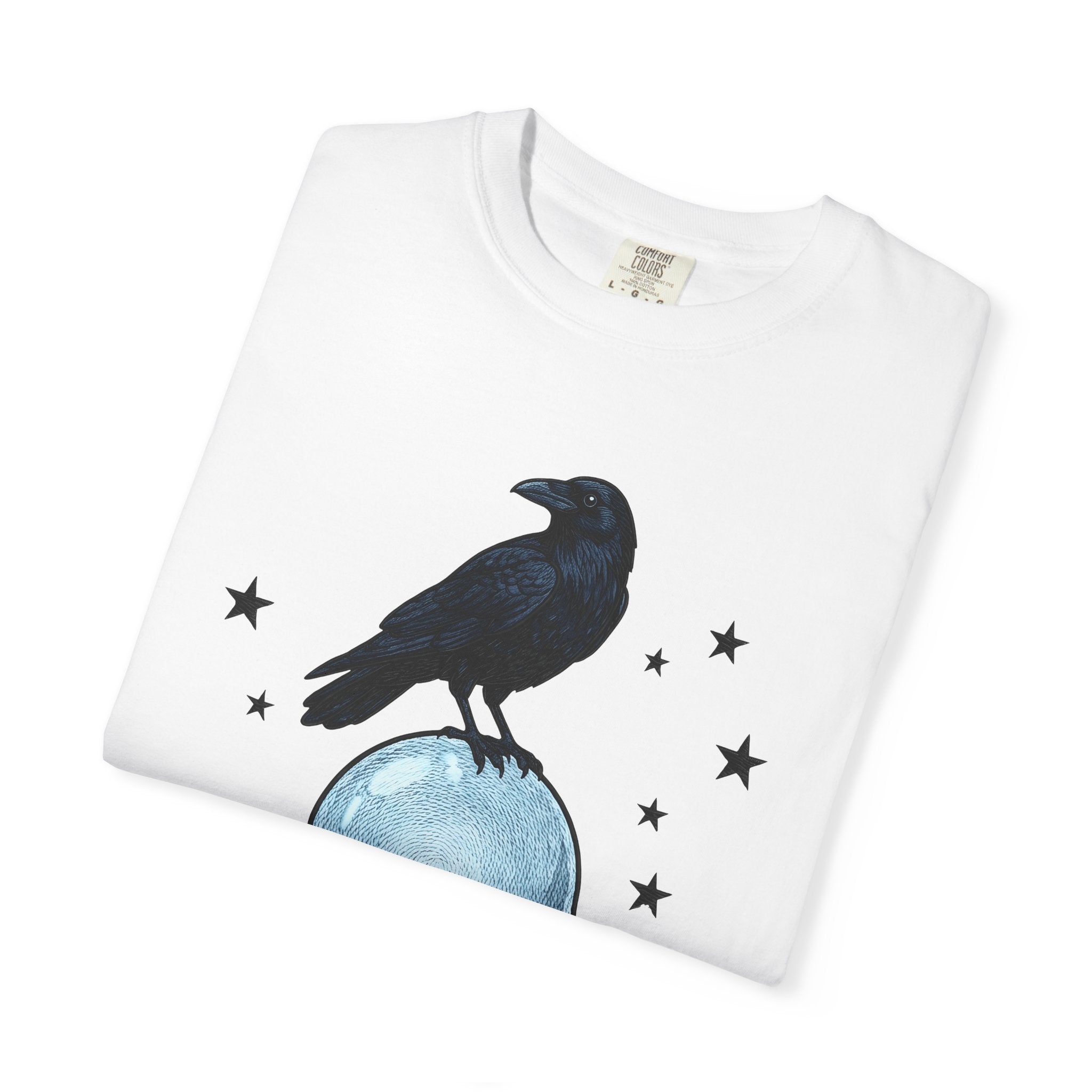 Crow Magic Sphere Shirt Occult Dark Art Gift Women Retro Tee Crystal Ball T-Shirt Witch Fan Vintage Tshirt Gothic Graphic Sketch Sparkles