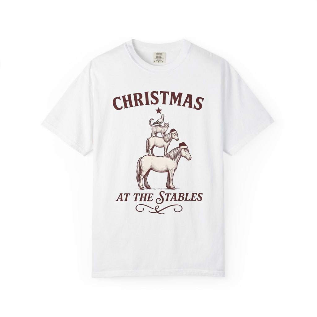 Horse Pile Shirt Christmas Pet Gift Women Rustic Tee Horses T-Shirt Christmas Fan Equine Tshirt Animal Graphic Retro Christmas Hat Tshirt