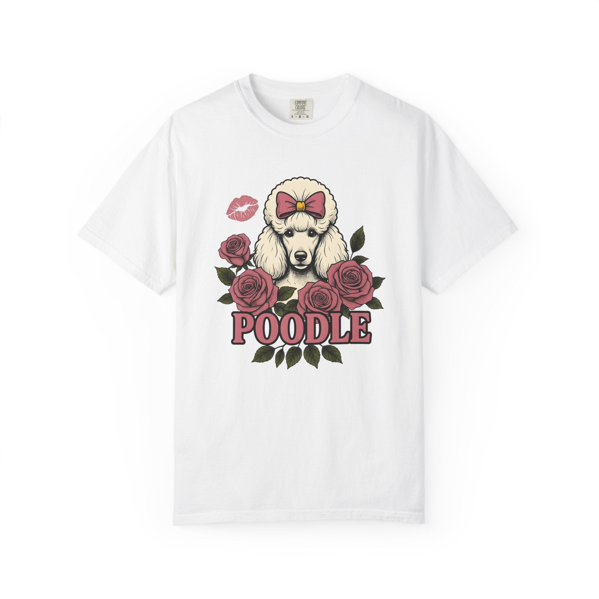 Poodle Puppy Shirt Dog Botanical Gift Women Retro Tee Puppy T-Shirt Dog Fan Canine Tshirt Floral Graphic Illustration Sketch Flowers Tshirt