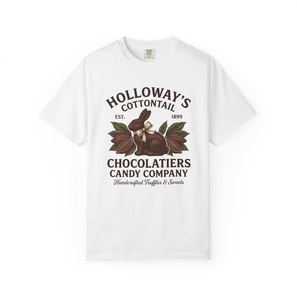 Chocolate Rabbit Shirt Easter Treats Gift Women Old School Tee Chocolate Bunny T-Shirt Easter Fan Chocolatey Tshirt Sweets Graphic Line Art