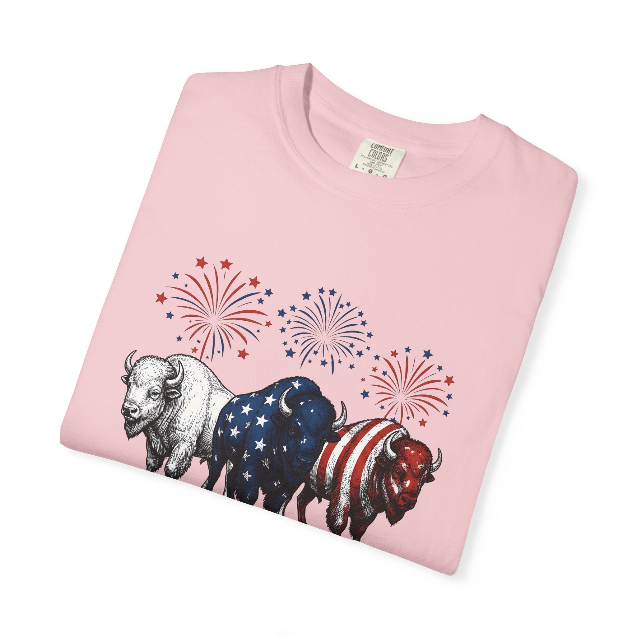 Liberty Bison Shirt America Ranch Gift Women Classic Tee Bison T-Shirt Patriot Fan Buffalo Tshirt Ranch Graphic Doodle Pyrotechnics Tshirt