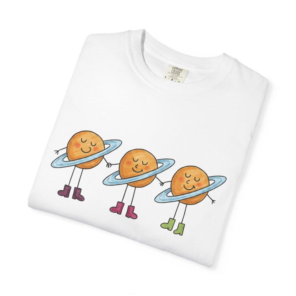 Joyful Planets Shirt Cute Galaxy Gift Women Fun Tee Planet T-Shirt Adorable Fan Cosmic Tshirt Galaxy Graphic Doodle Footwear Tshirt