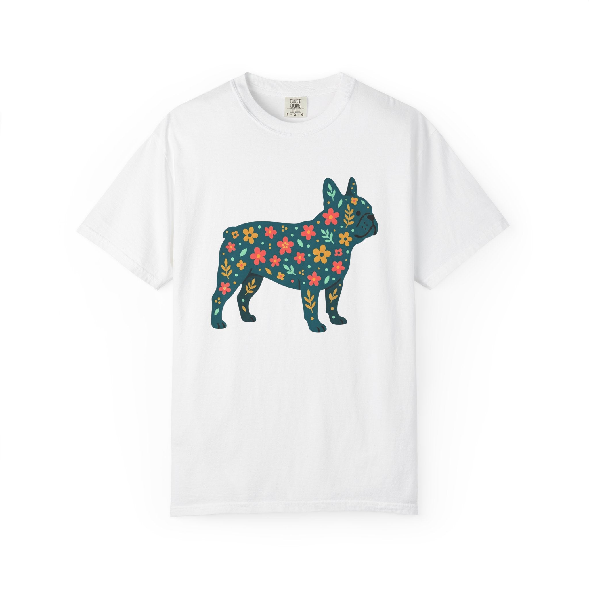 French Bulldog Shirt Dog Companion Gift Women Natural Tee Bulldog T-Shirt Dog Fan Puppy Graphic Tshirt Sleek Petals Tshirt