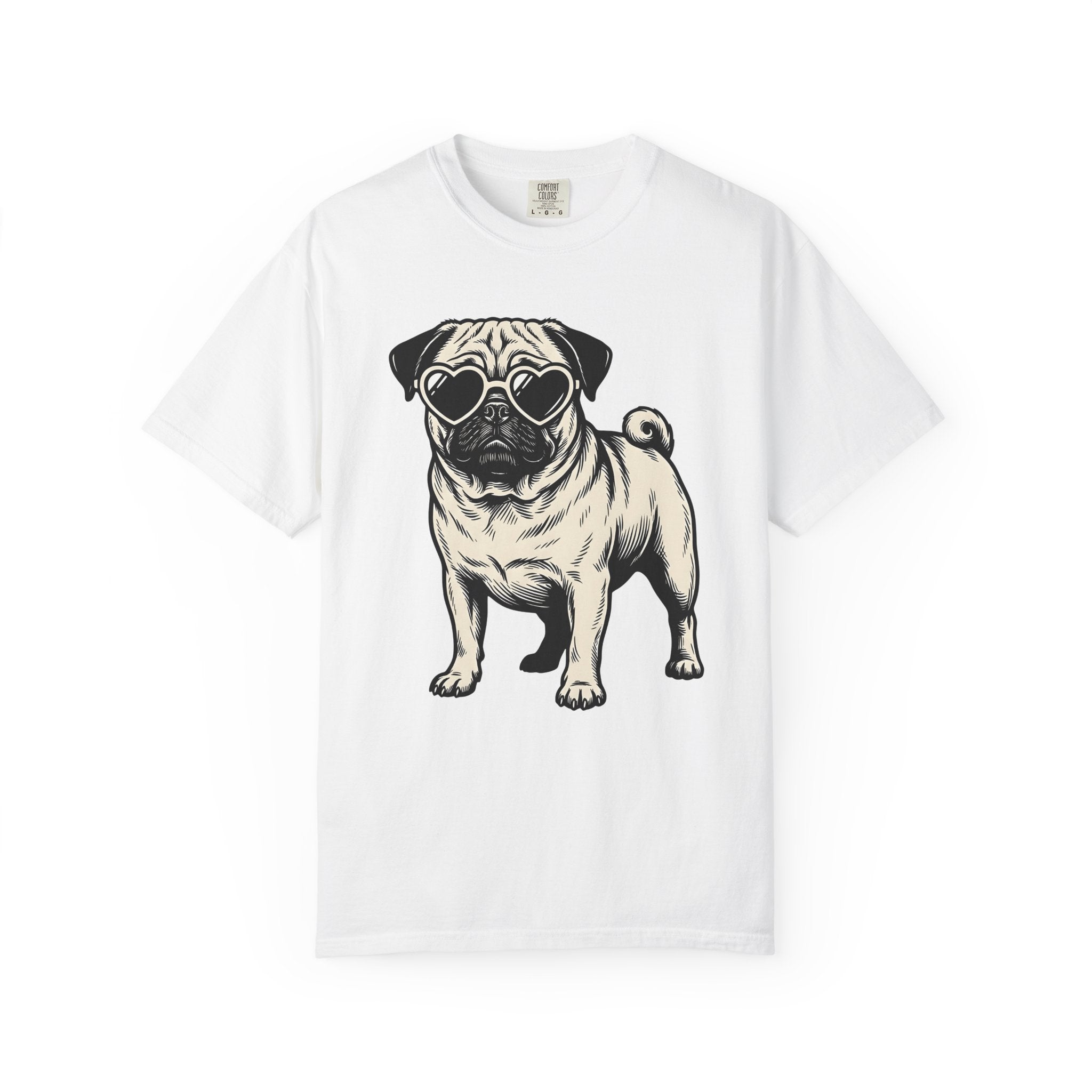 Pug Puppy Shirt Dog Funny Gift Women Traditional Tattoo Tee Pugs T-Shirt Dog Fan Tattooed Tshirt Humor Graphic Retro Heart Glasses Tshirt