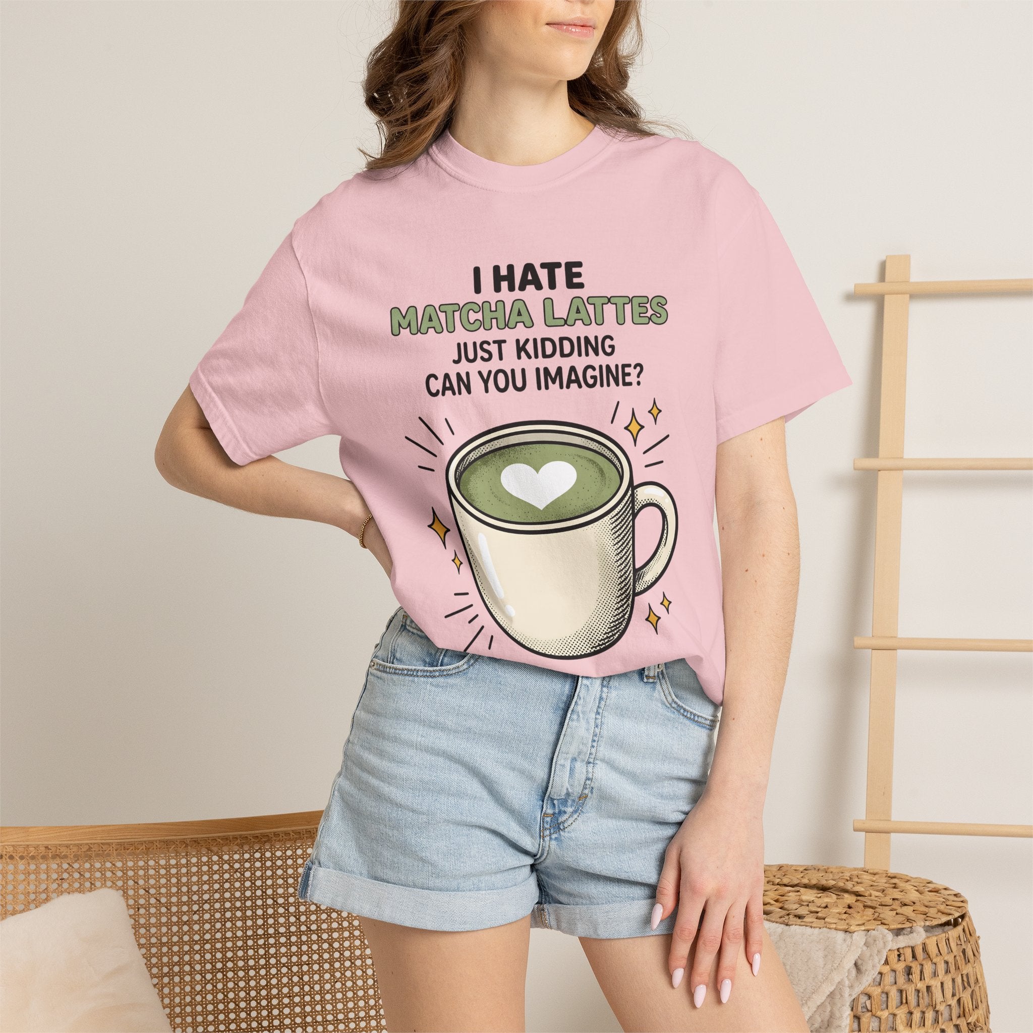 Matcha Latte Shirt Coffee Foodie Gift Women Cartoon Tee Green Tea T-Shirt Coffee Fan Cartoony Tshirt Food Graphic Retro Heart Tshirt