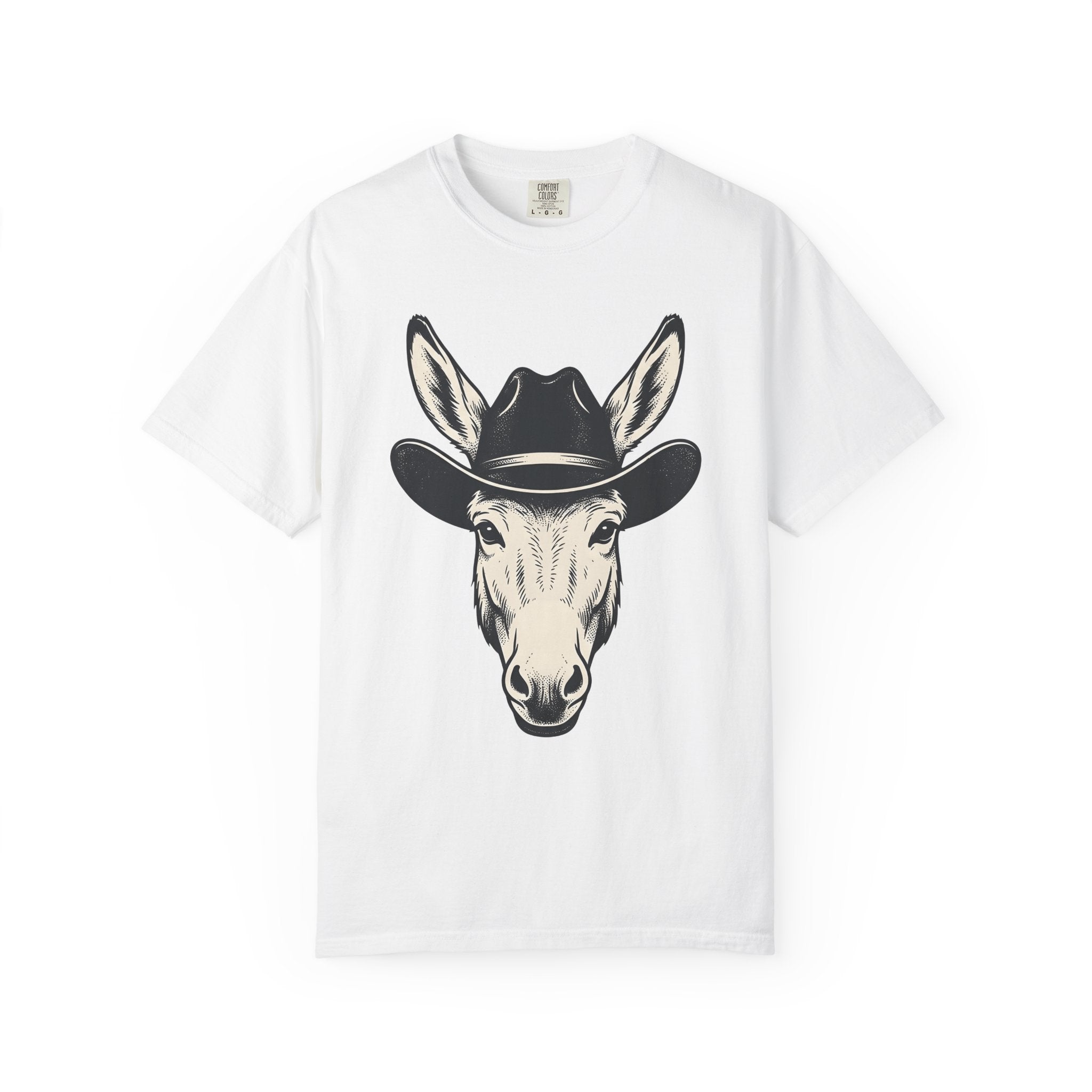 Donkey Cowboy Hat Shirt Cowgirl Western Gift Women Hand Drawn Tee Burro T-Shirt Rodeo Fan Cowboy Graphic Tshirt Vintage Western Hat Tshirt